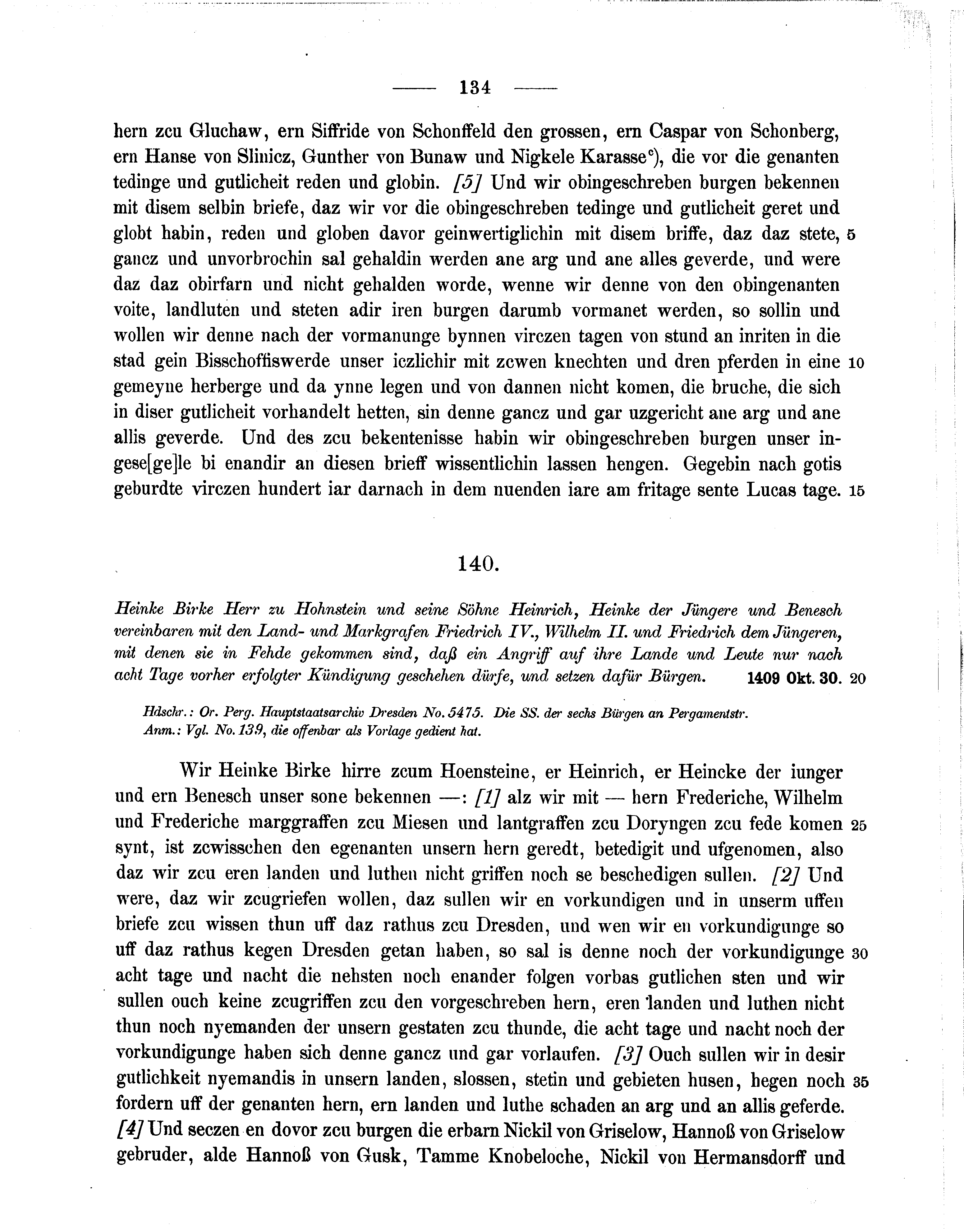 Historische Urkunde Seite 134 aus Band cds1b3