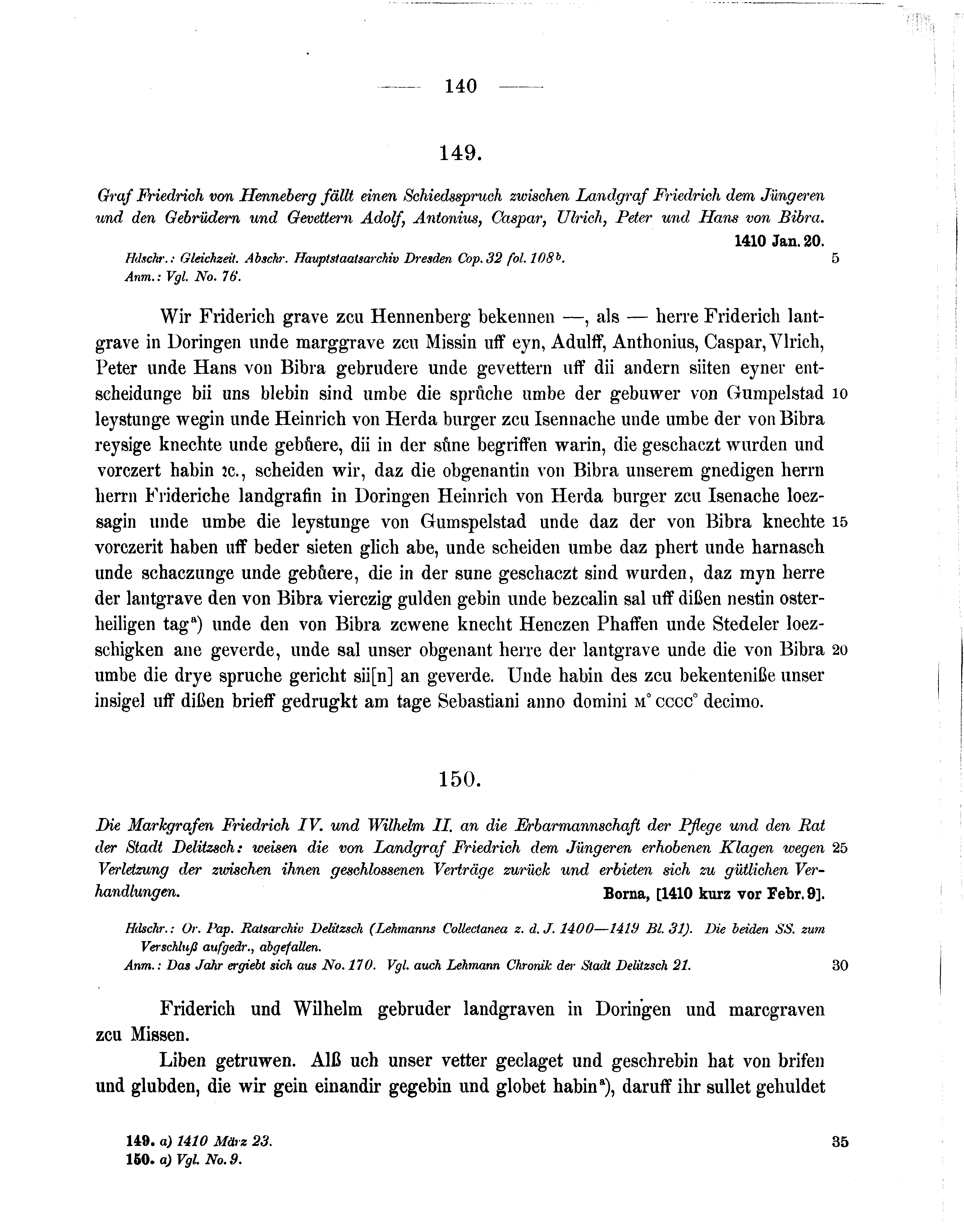 Historische Urkunde Seite 140 aus Band cds1b3