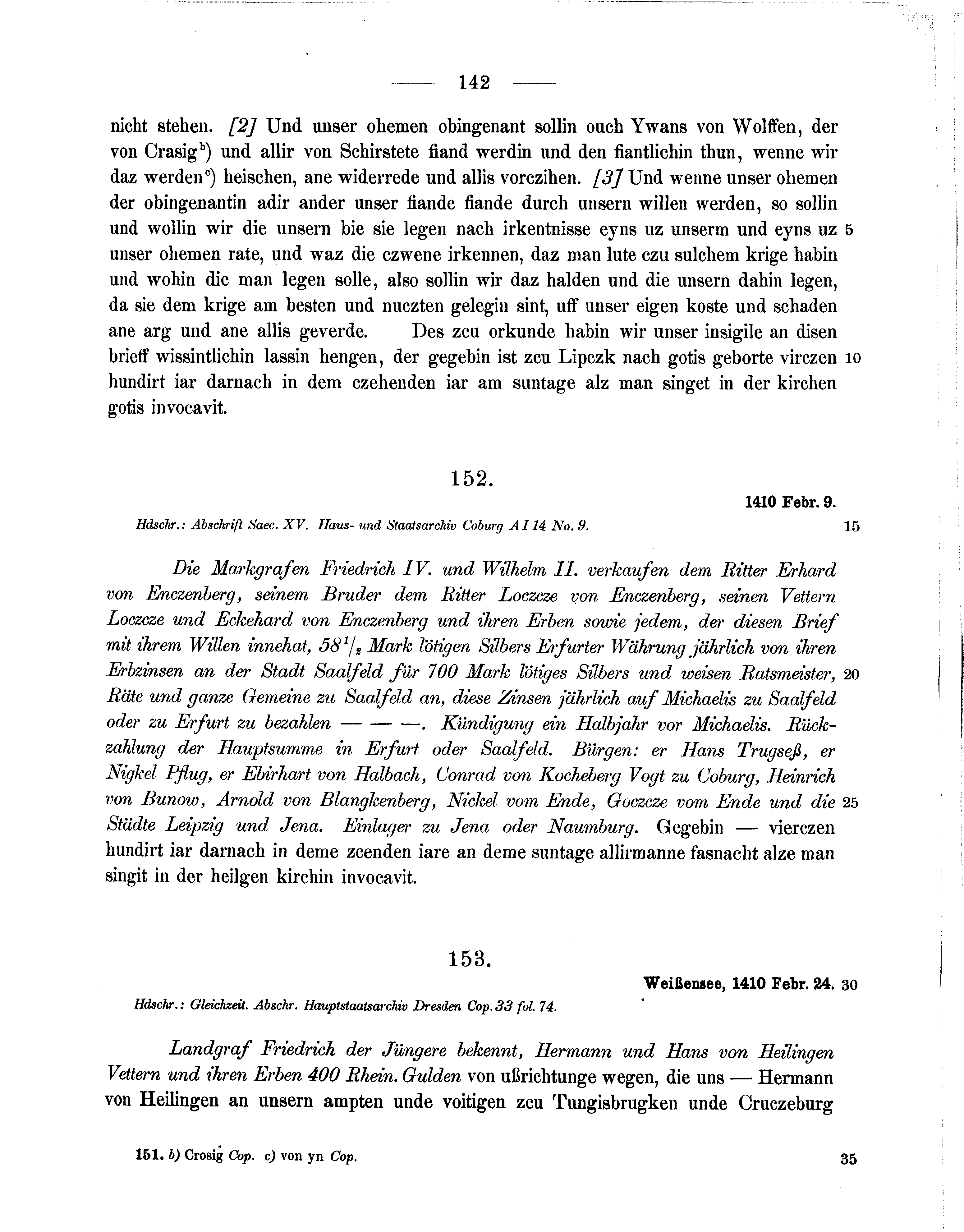 Historische Urkunde Seite 142 aus Band cds1b3