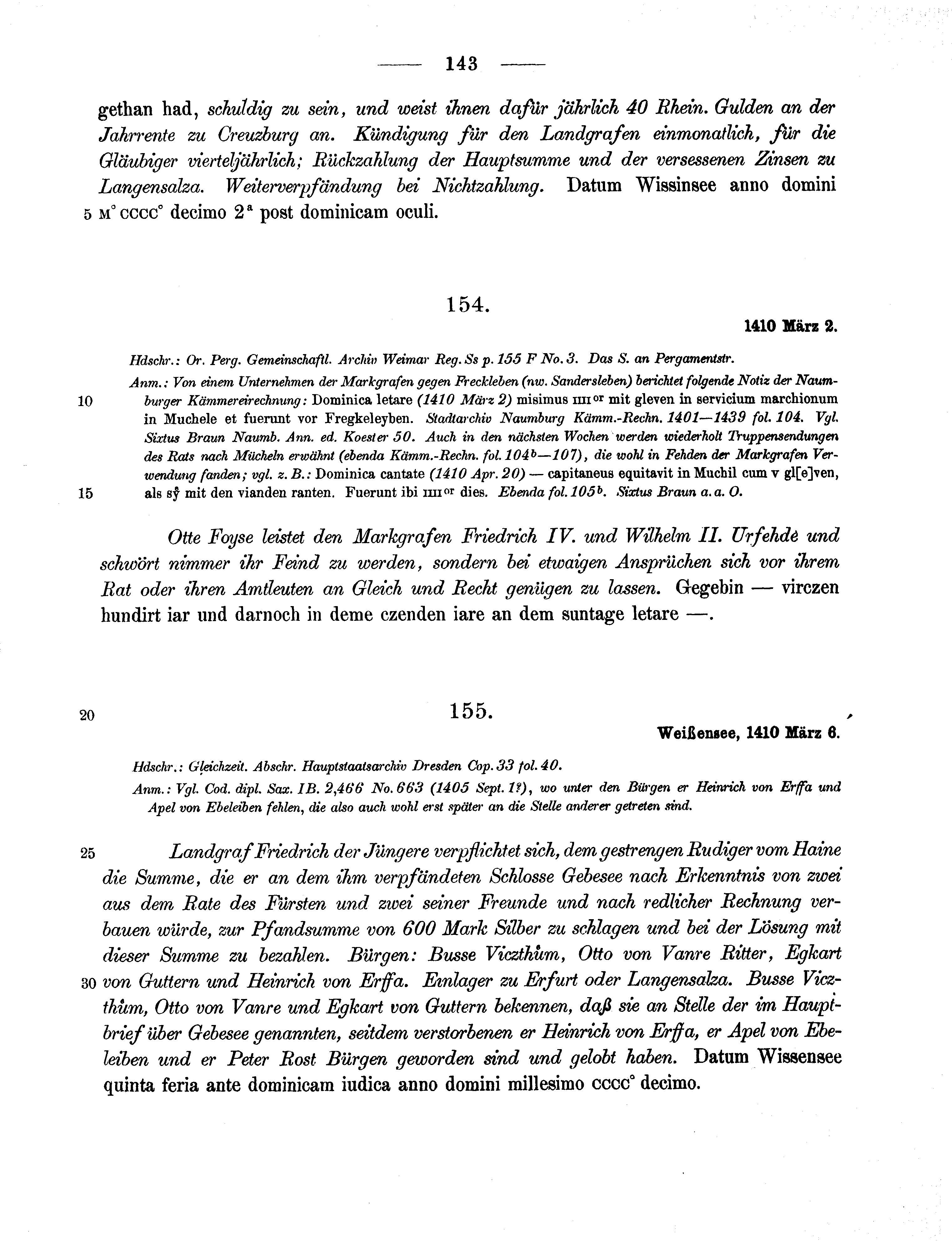 Historische Urkunde Seite 143 aus Band cds1b3