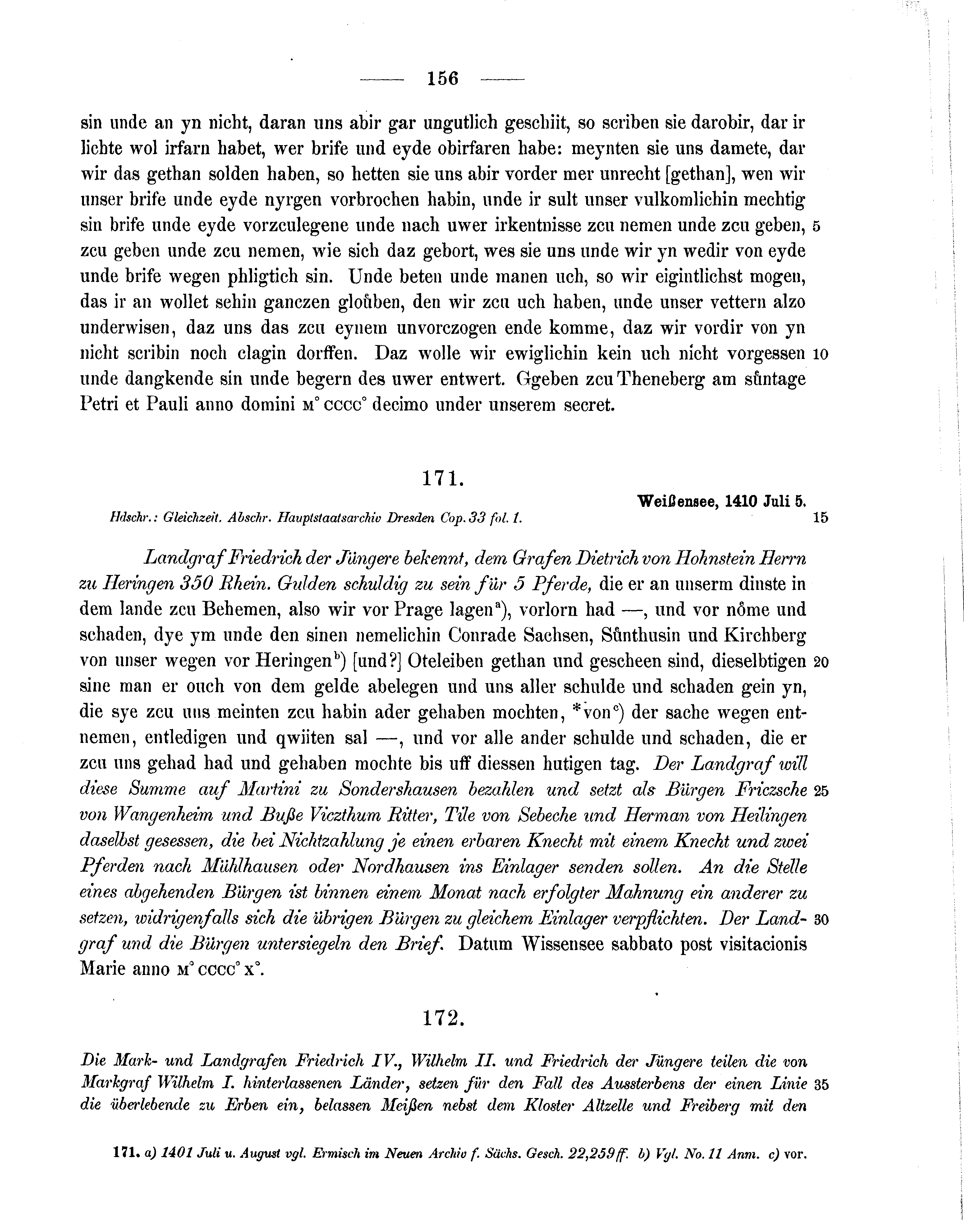 Historische Urkunde Seite 156 aus Band cds1b3