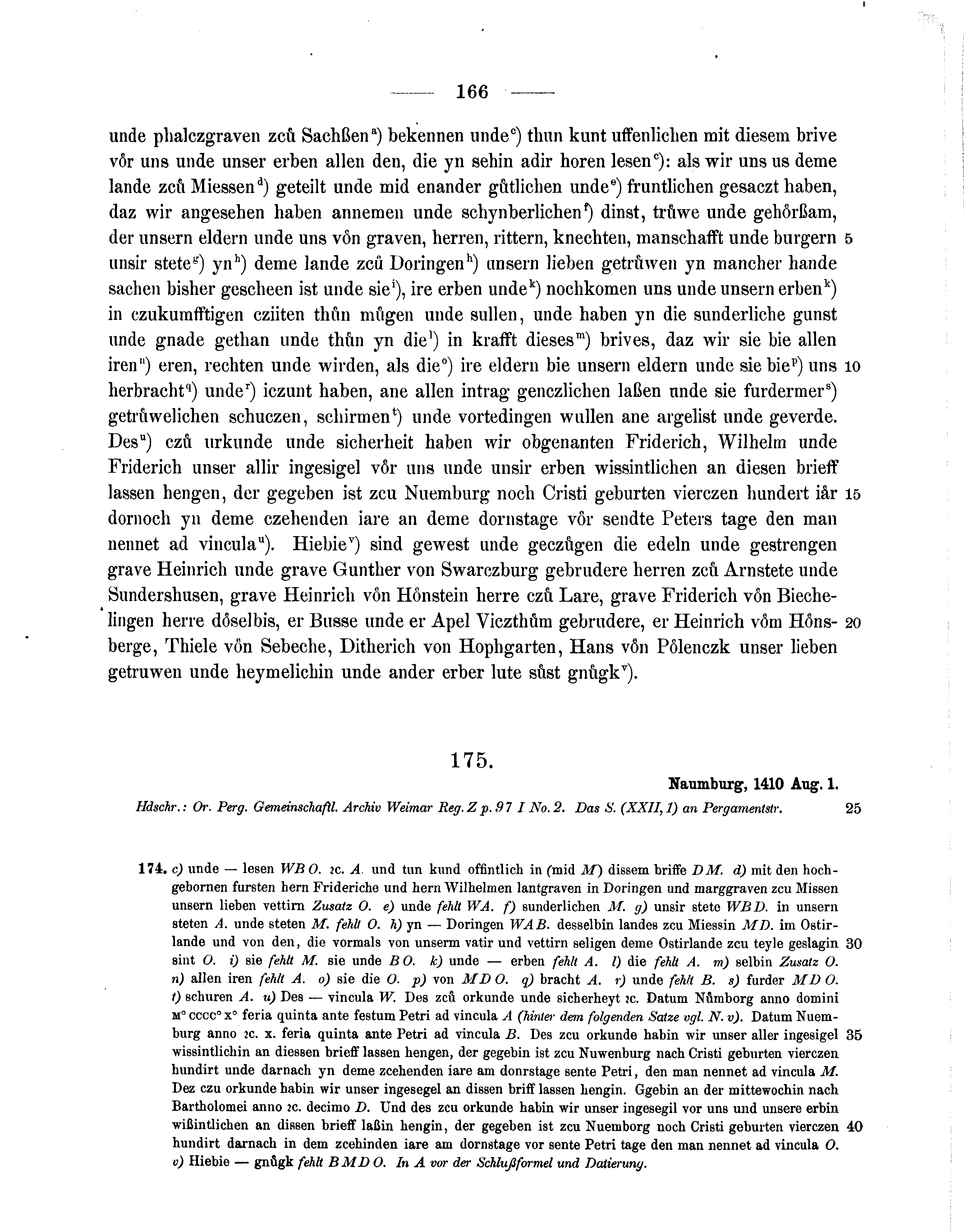 Historische Urkunde Seite 166 aus Band cds1b3