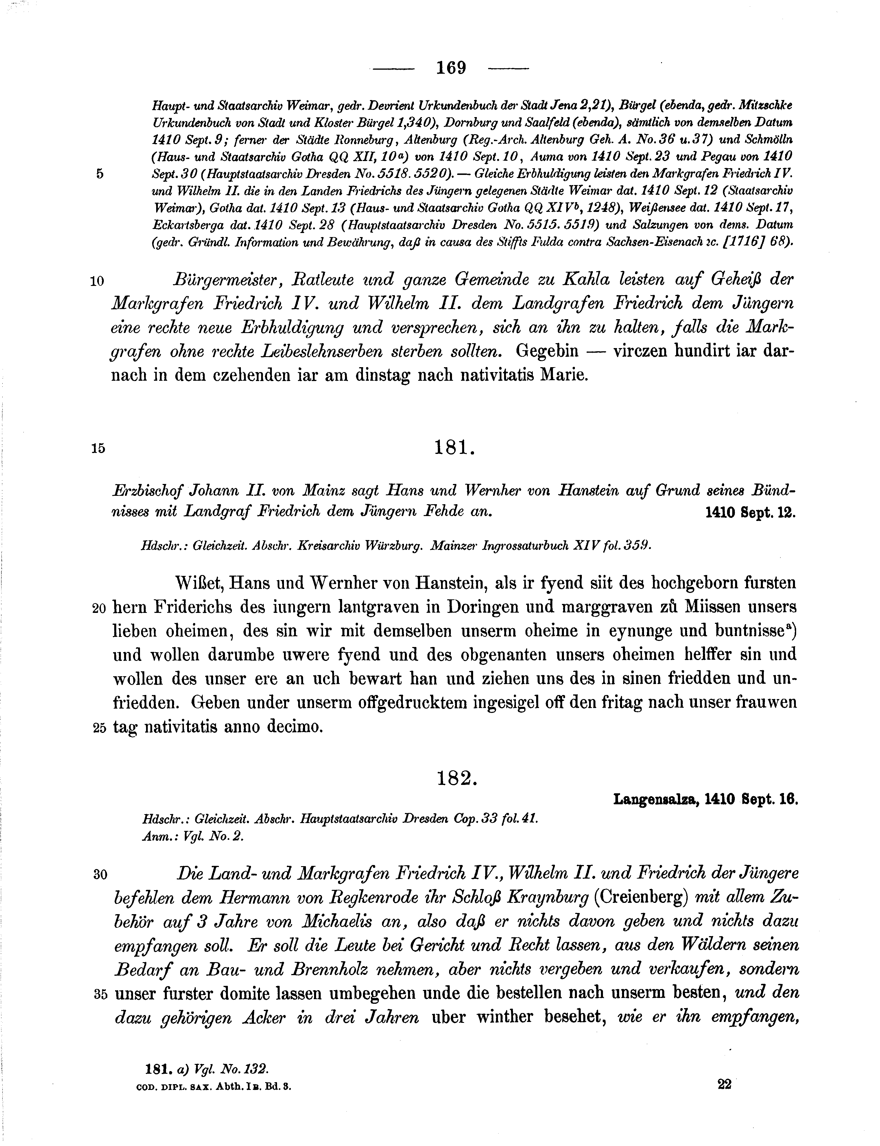 Historische Urkunde Seite 169 aus Band cds1b3