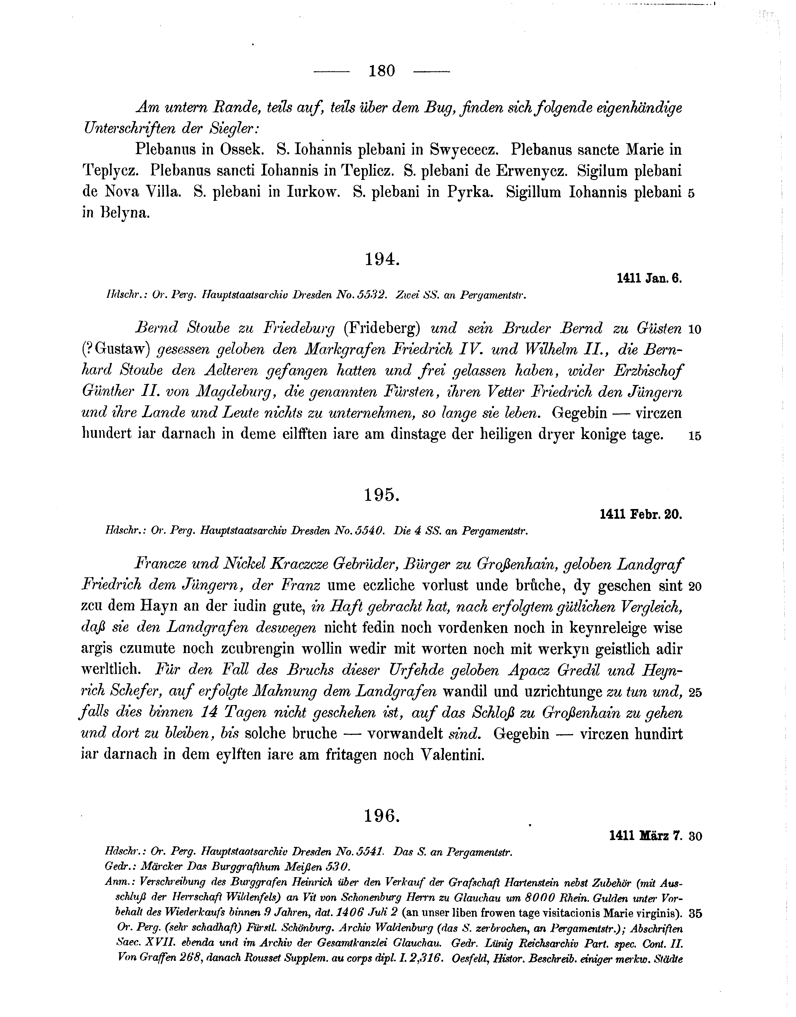 Historische Urkunde Seite 180 aus Band cds1b3
