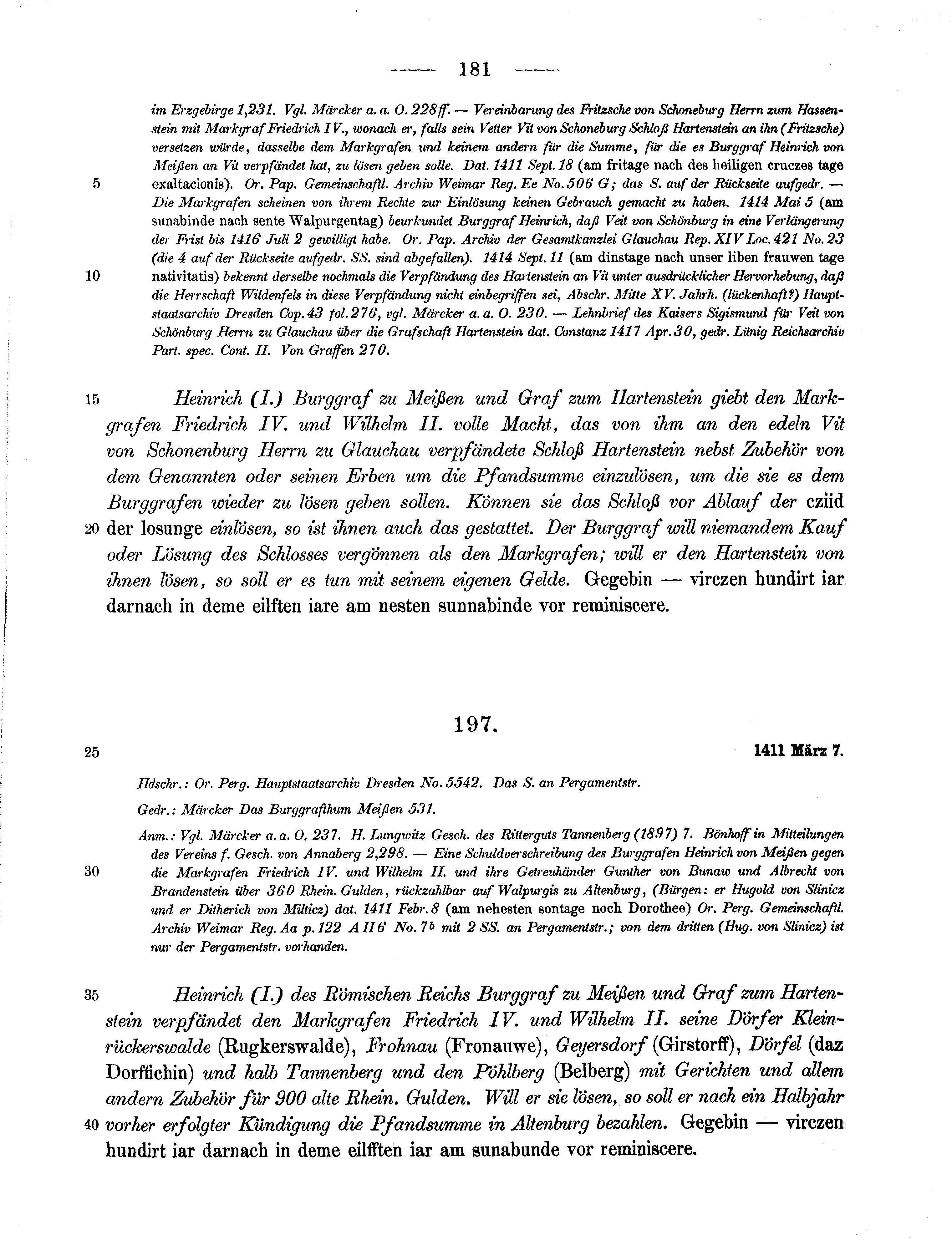 Historische Urkunde Seite 181 aus Band cds1b3