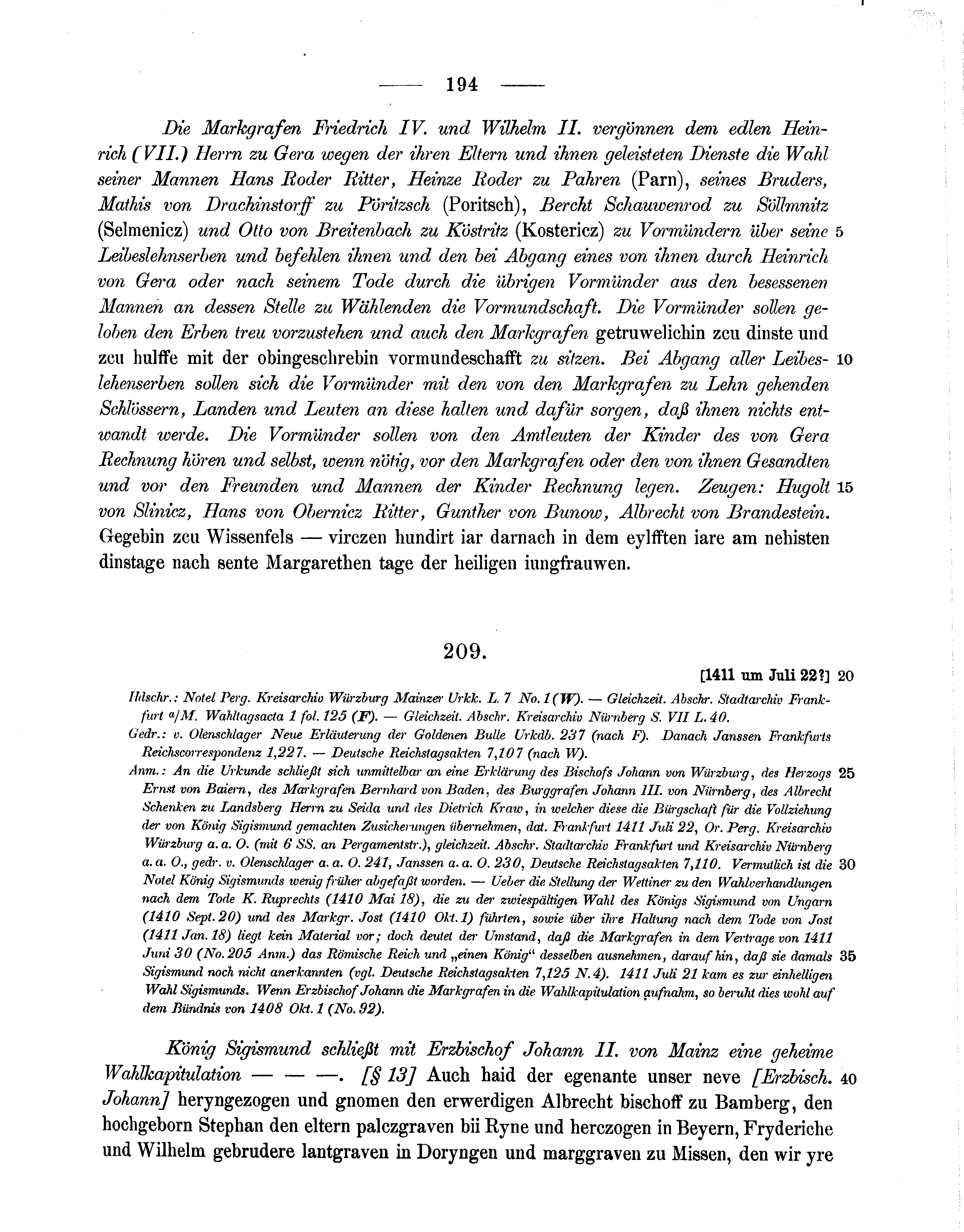 Historische Urkunde Seite 194 aus Band cds1b3