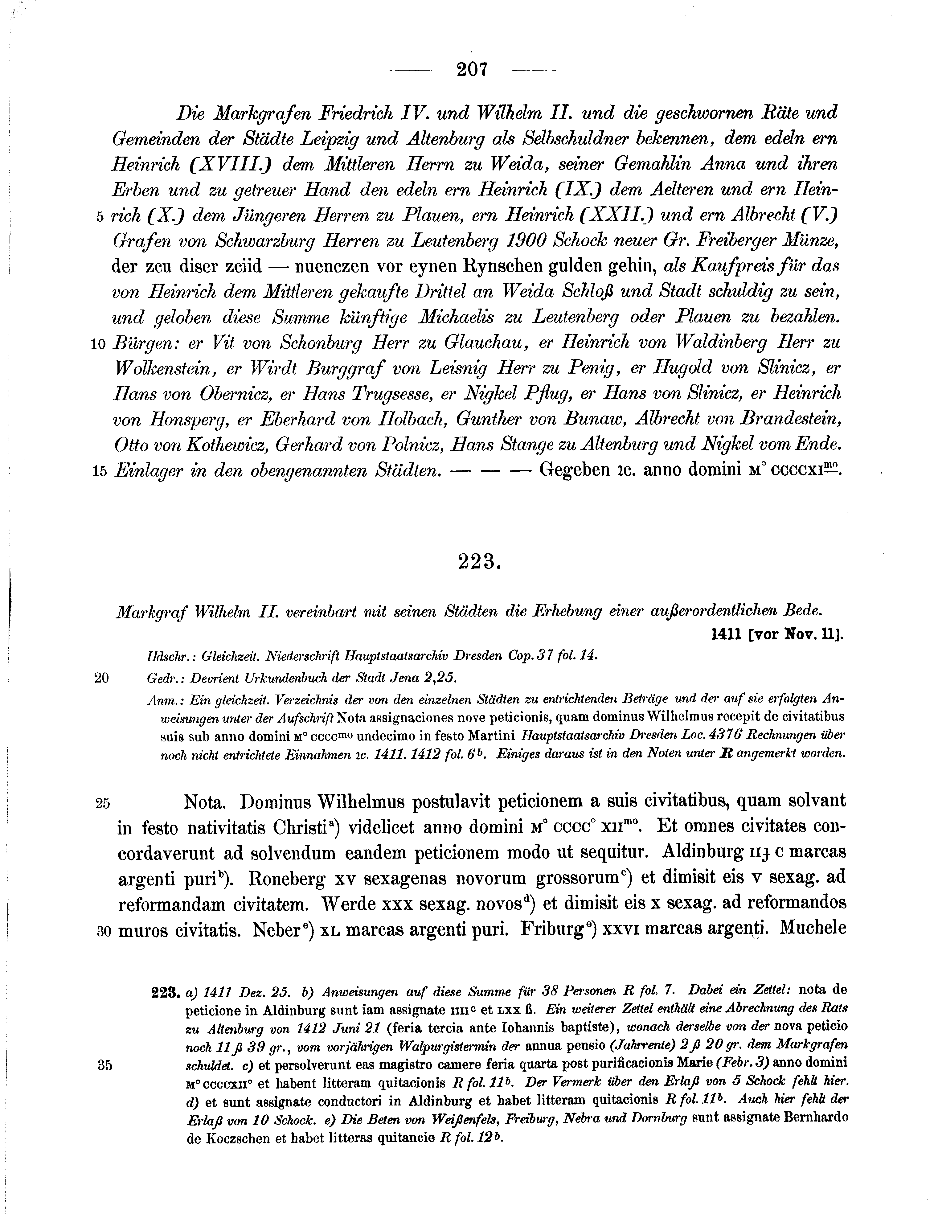 Historische Urkunde Seite 207 aus Band cds1b3