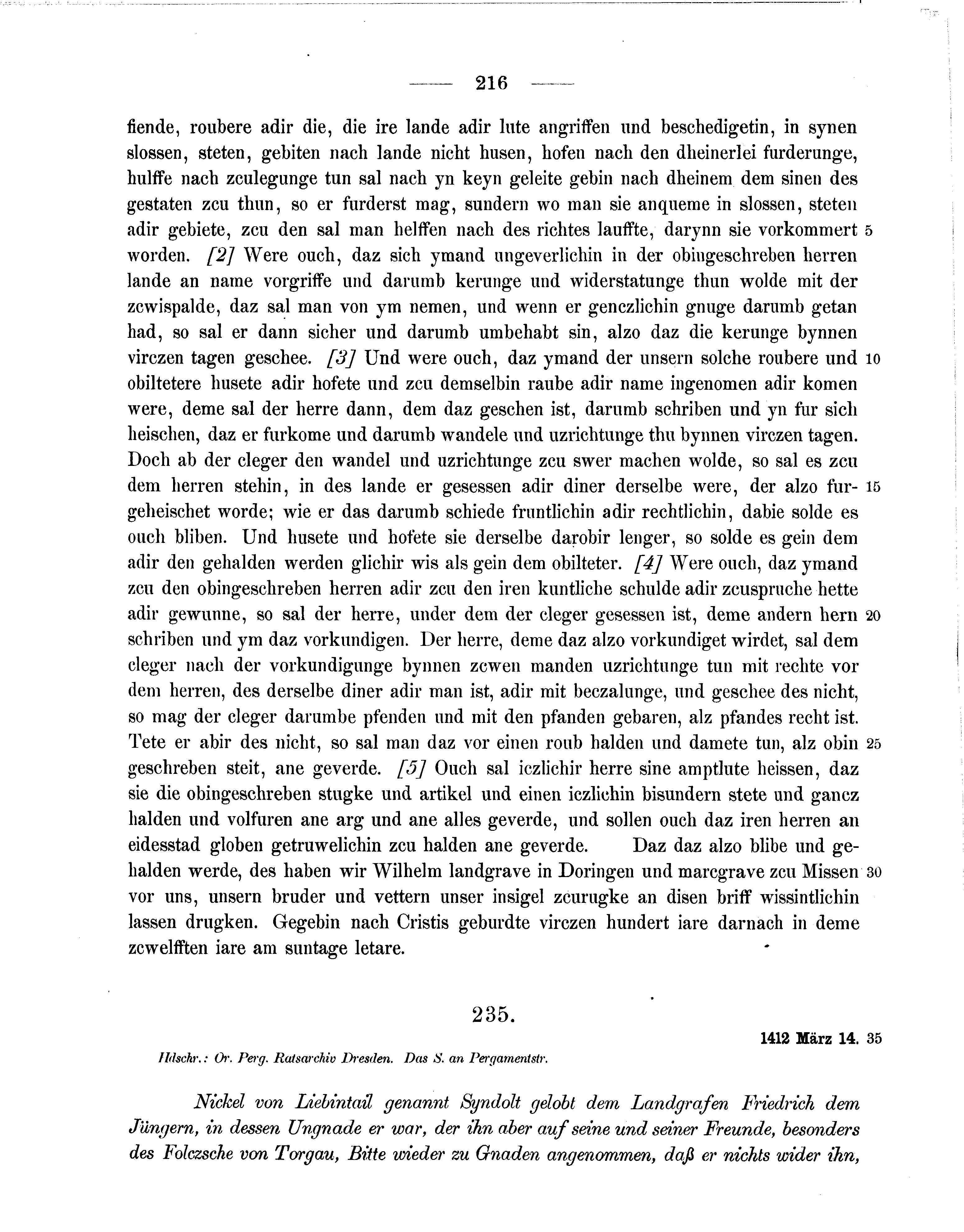 Historische Urkunde Seite 216 aus Band cds1b3