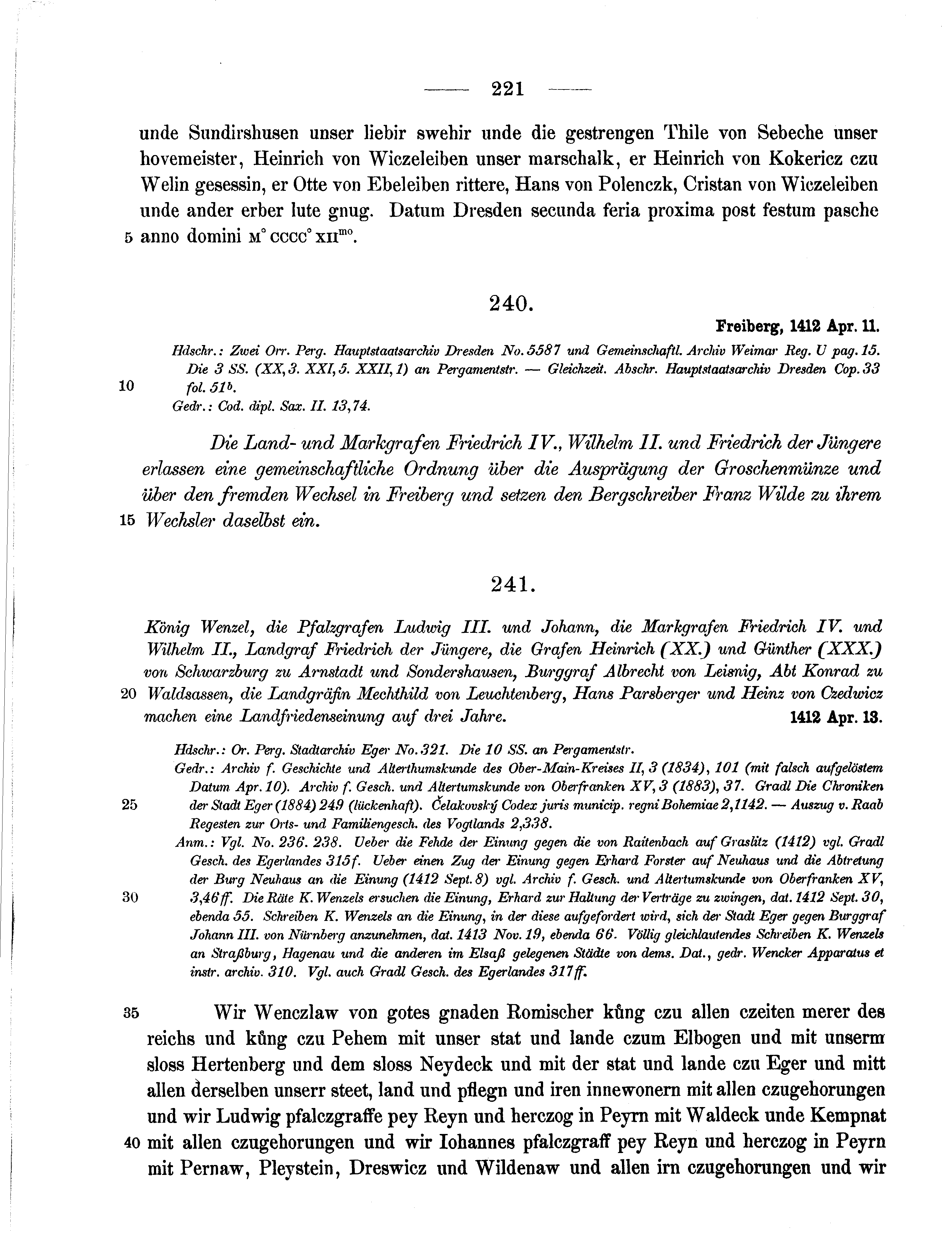 Historische Urkunde Seite 221 aus Band cds1b3