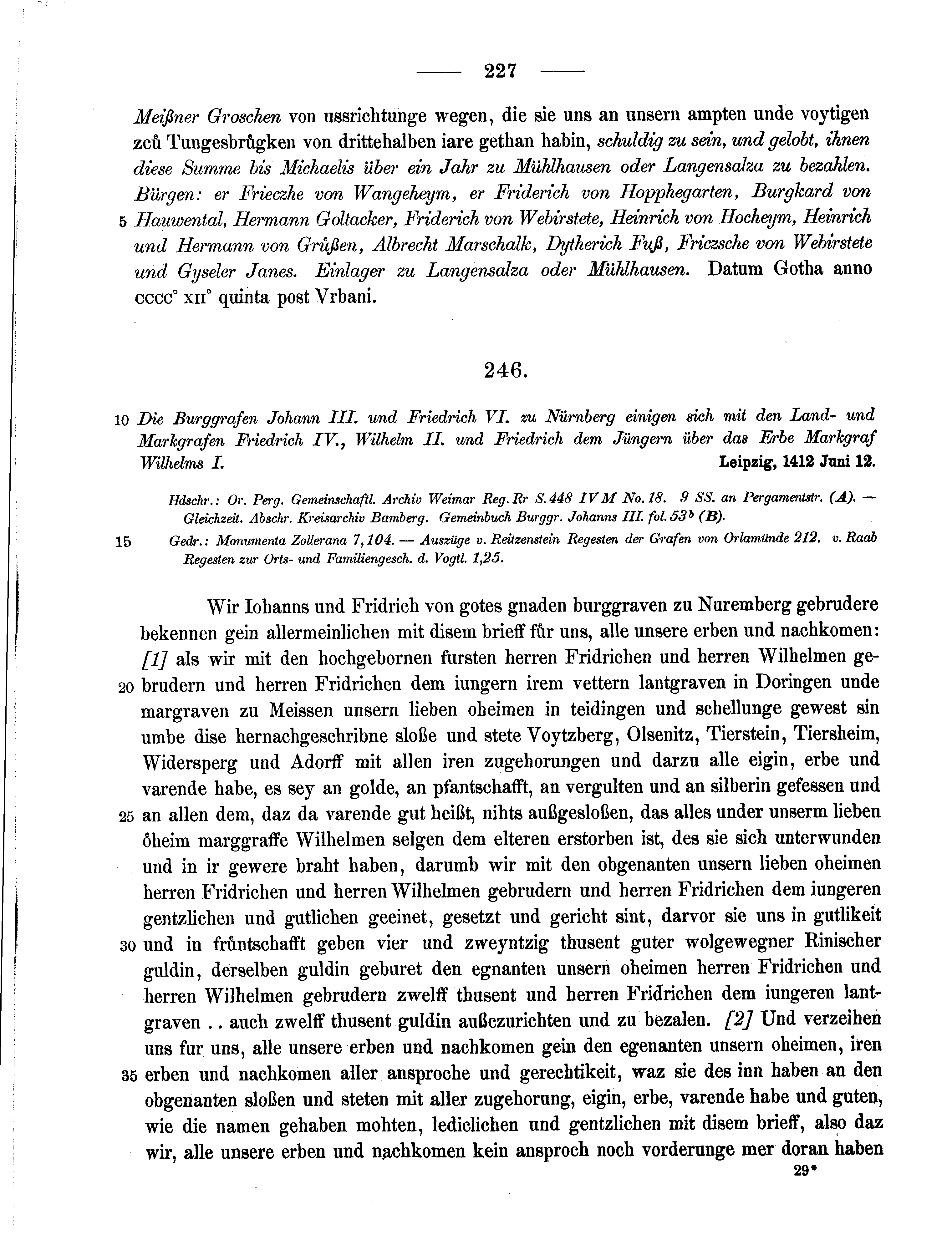 Historische Urkunde Seite 227 aus Band cds1b3