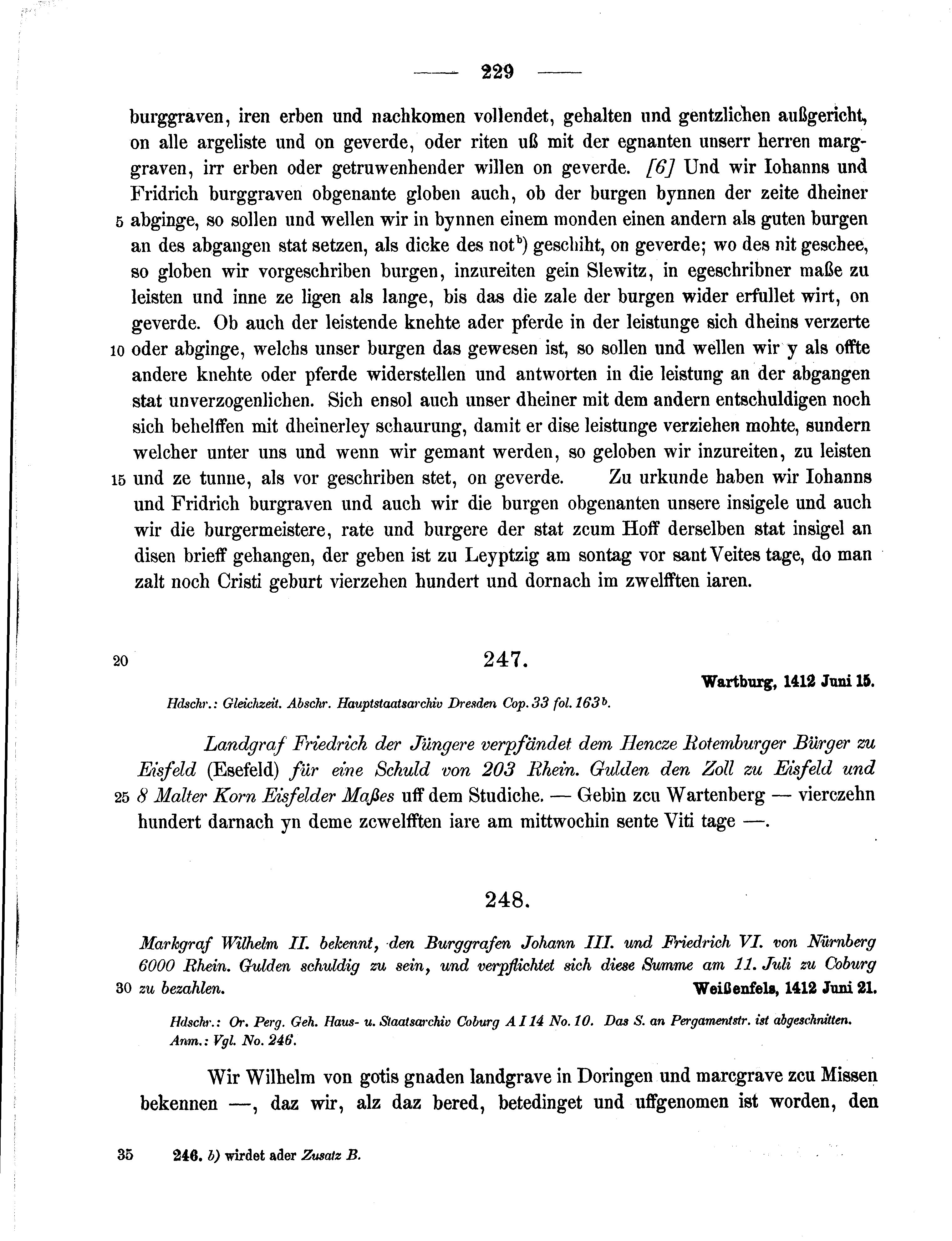 Historische Urkunde Seite 229 aus Band cds1b3