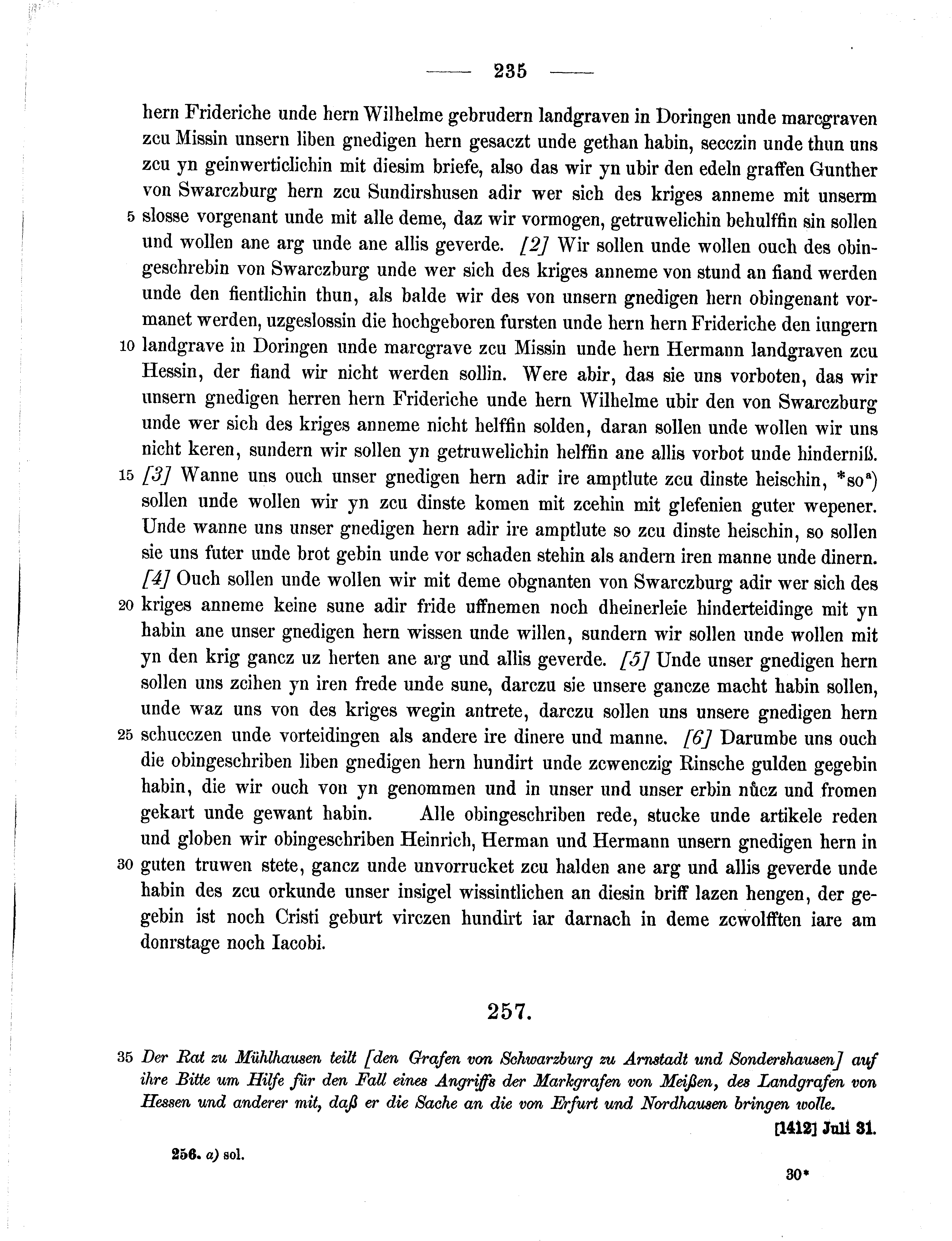 Historische Urkunde Seite 235 aus Band cds1b3