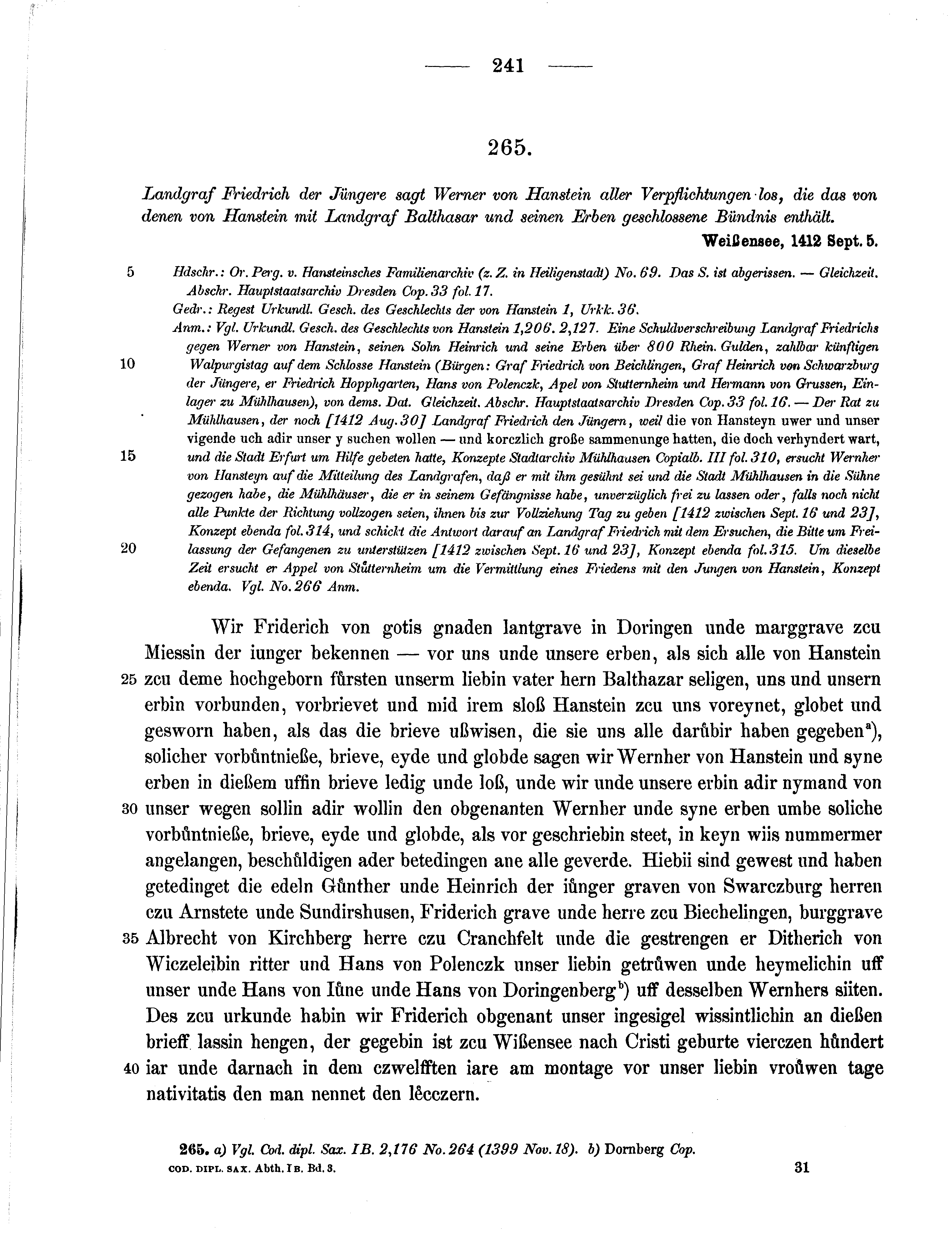 Historische Urkunde Seite 241 aus Band cds1b3