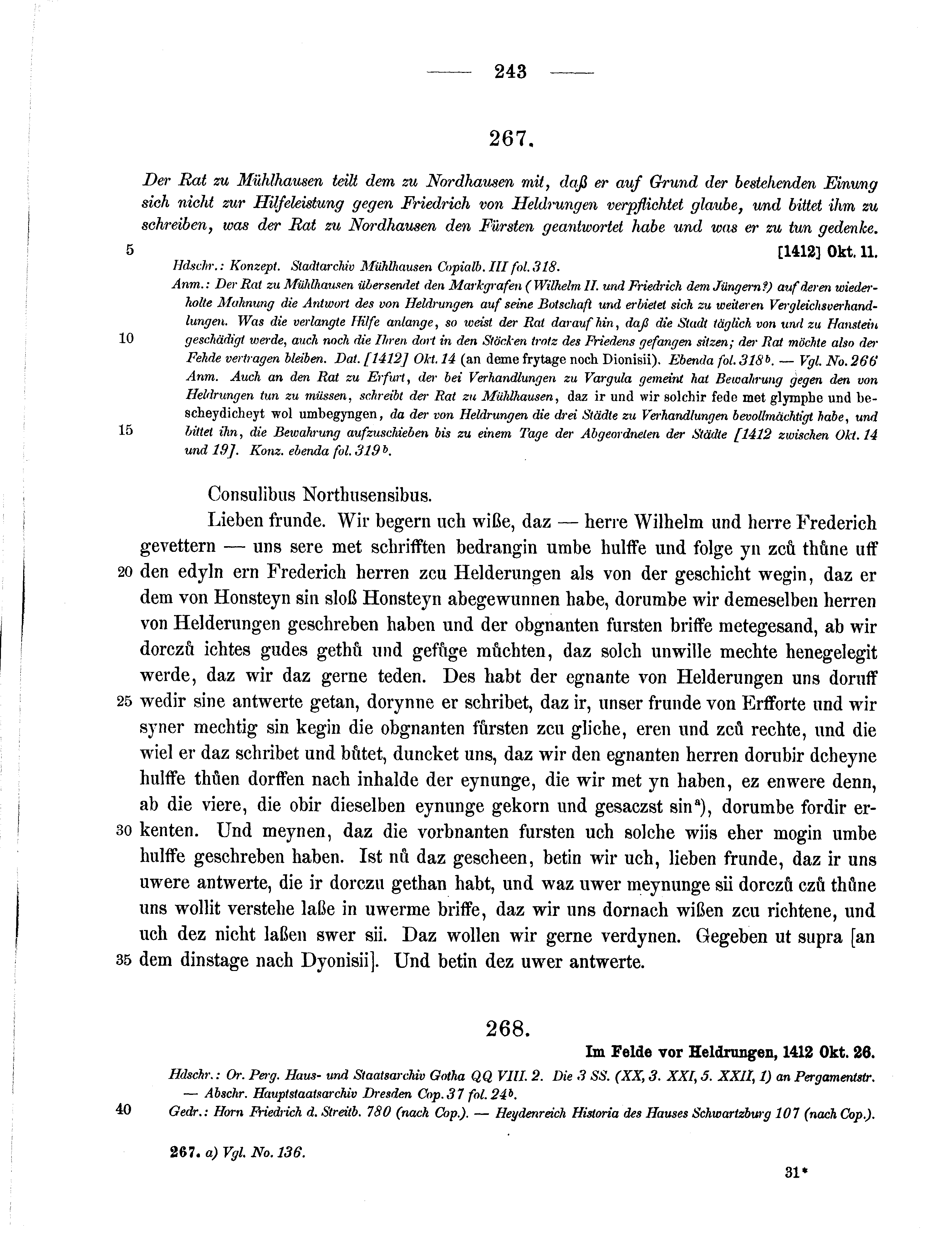 Historische Urkunde Seite 243 aus Band cds1b3