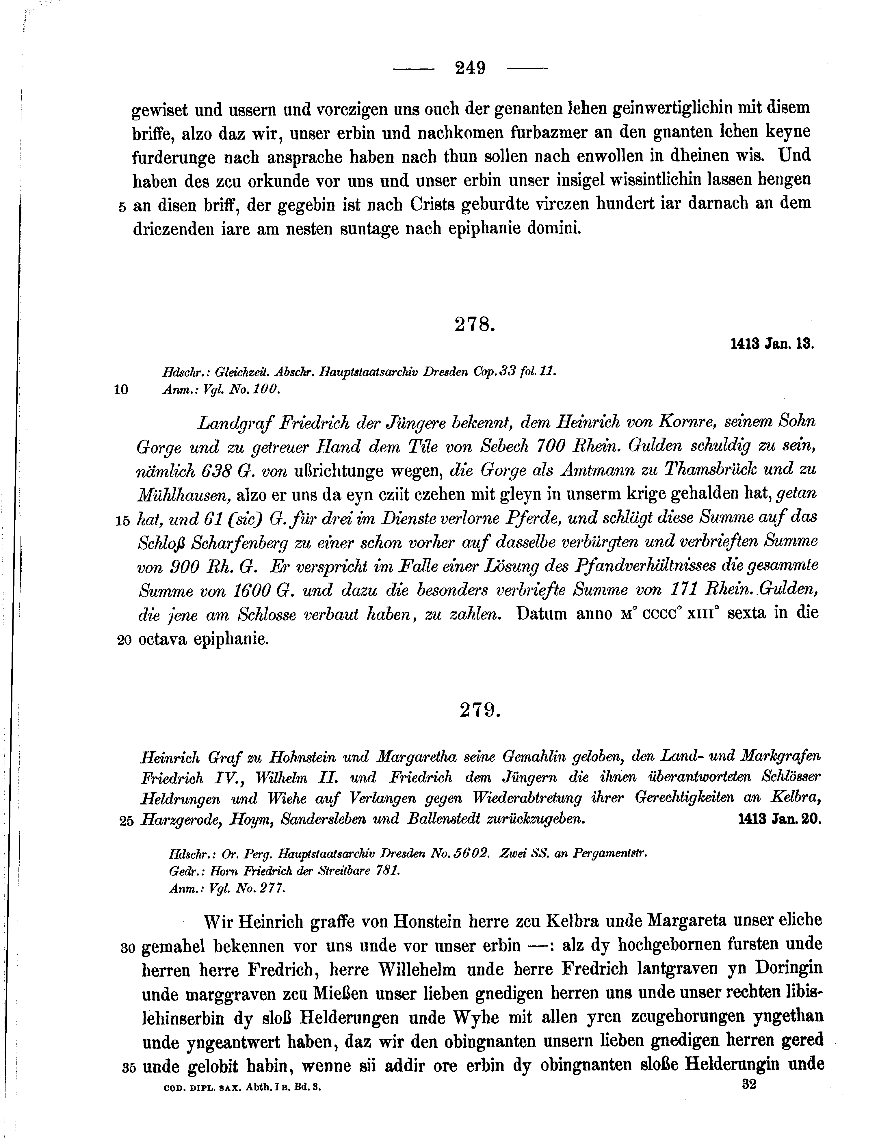 Historische Urkunde Seite 249 aus Band cds1b3