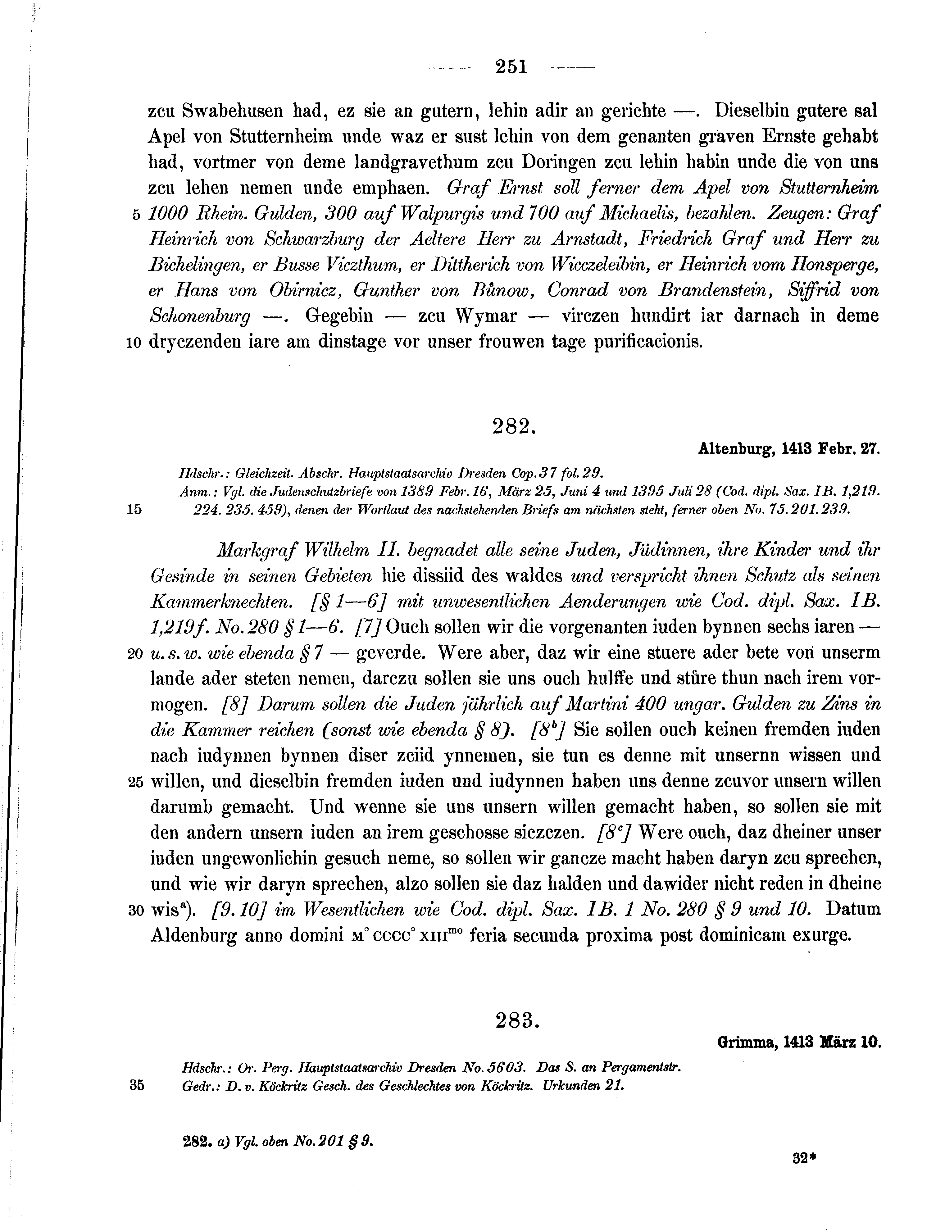 Historische Urkunde Seite 251 aus Band cds1b3