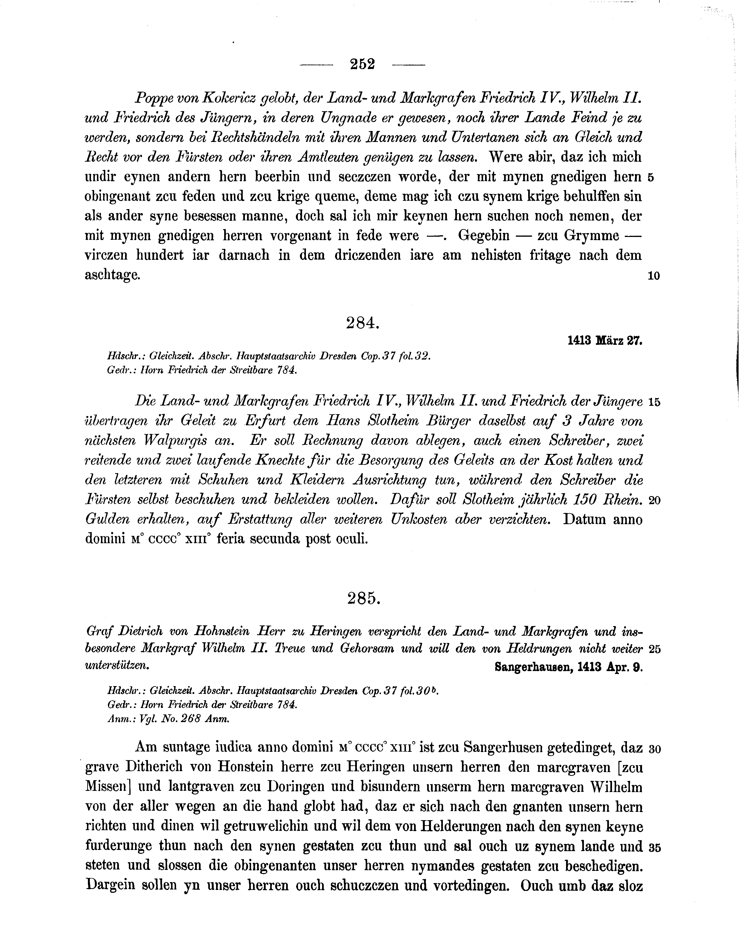 Historische Urkunde Seite 252 aus Band cds1b3