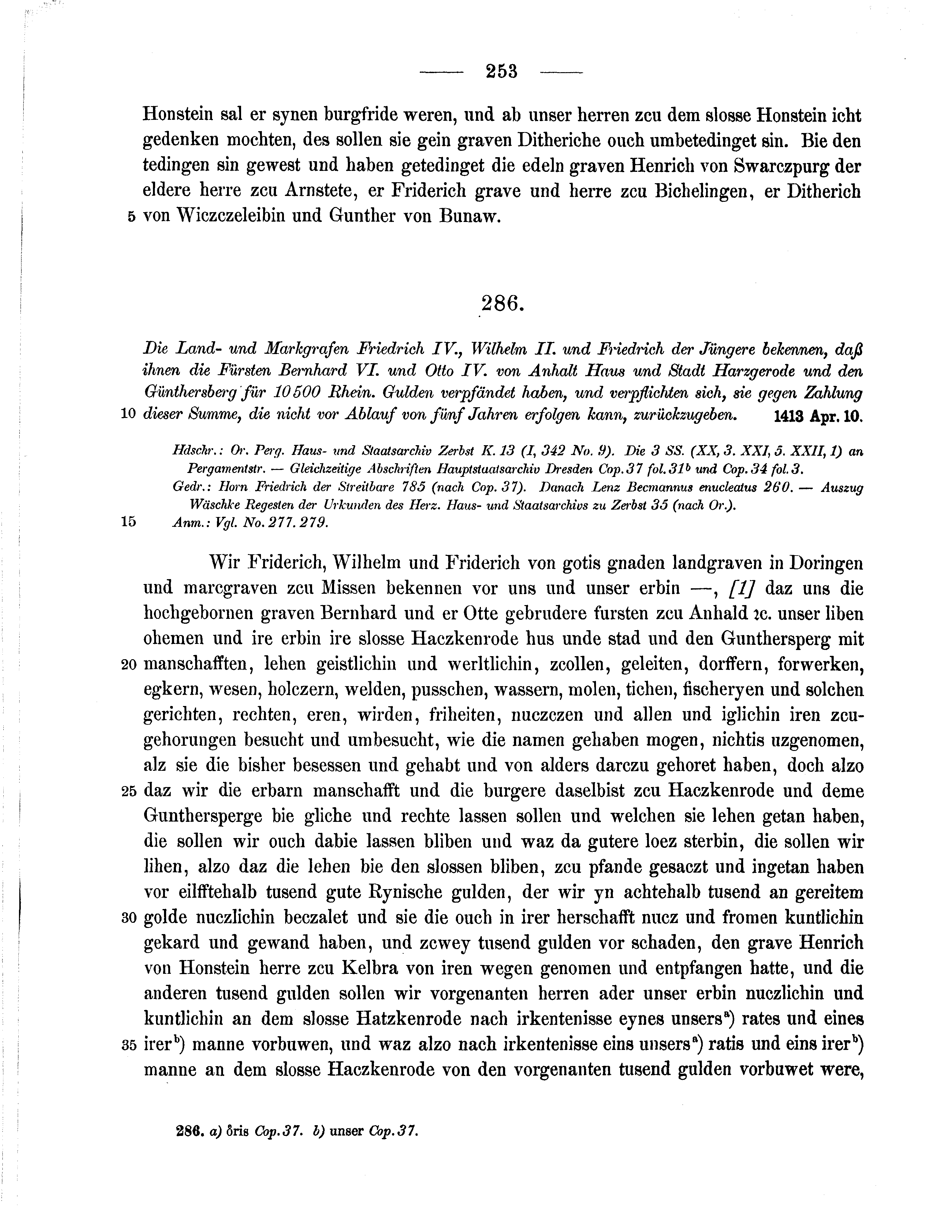 Historische Urkunde Seite 253 aus Band cds1b3