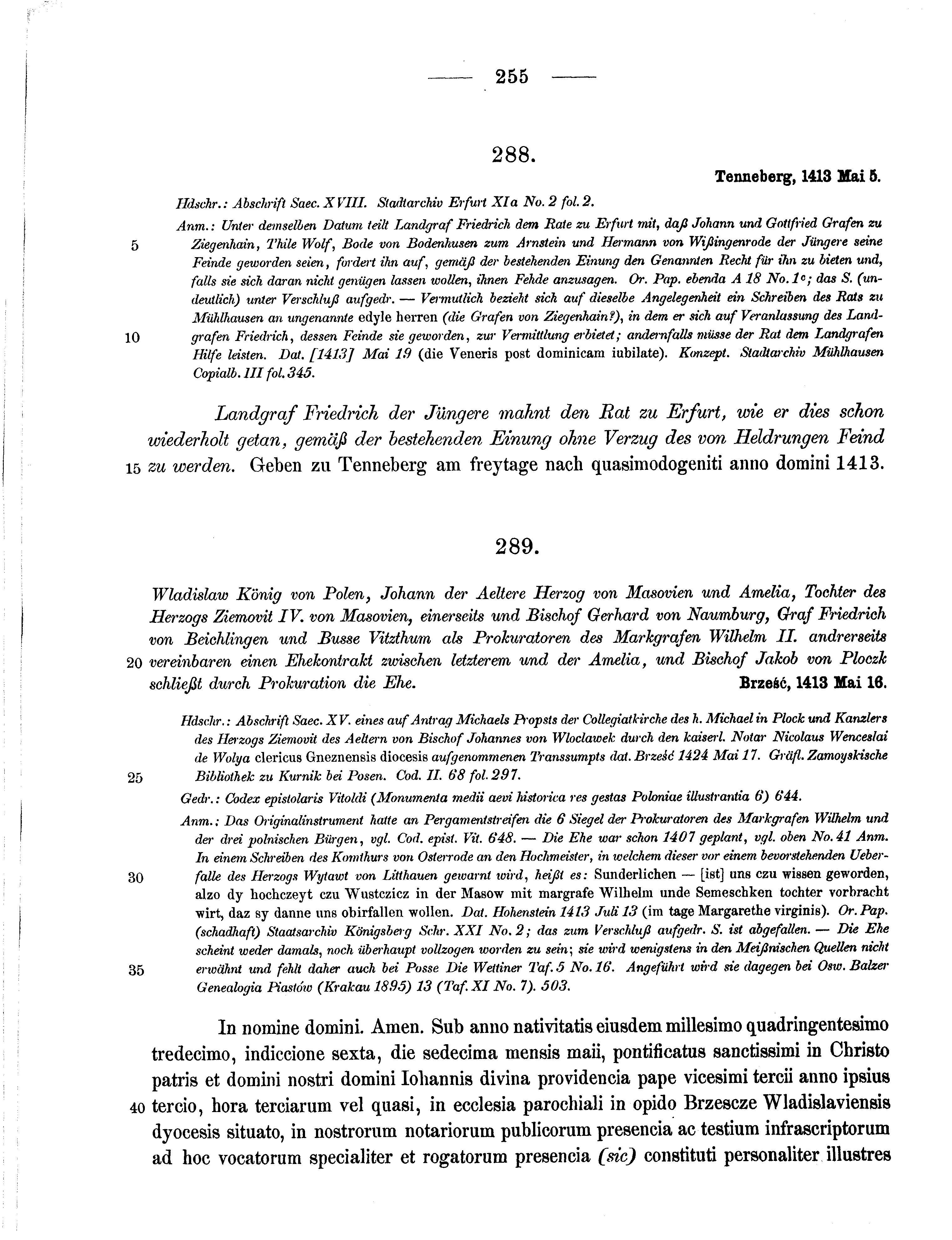 Historische Urkunde Seite 255 aus Band cds1b3