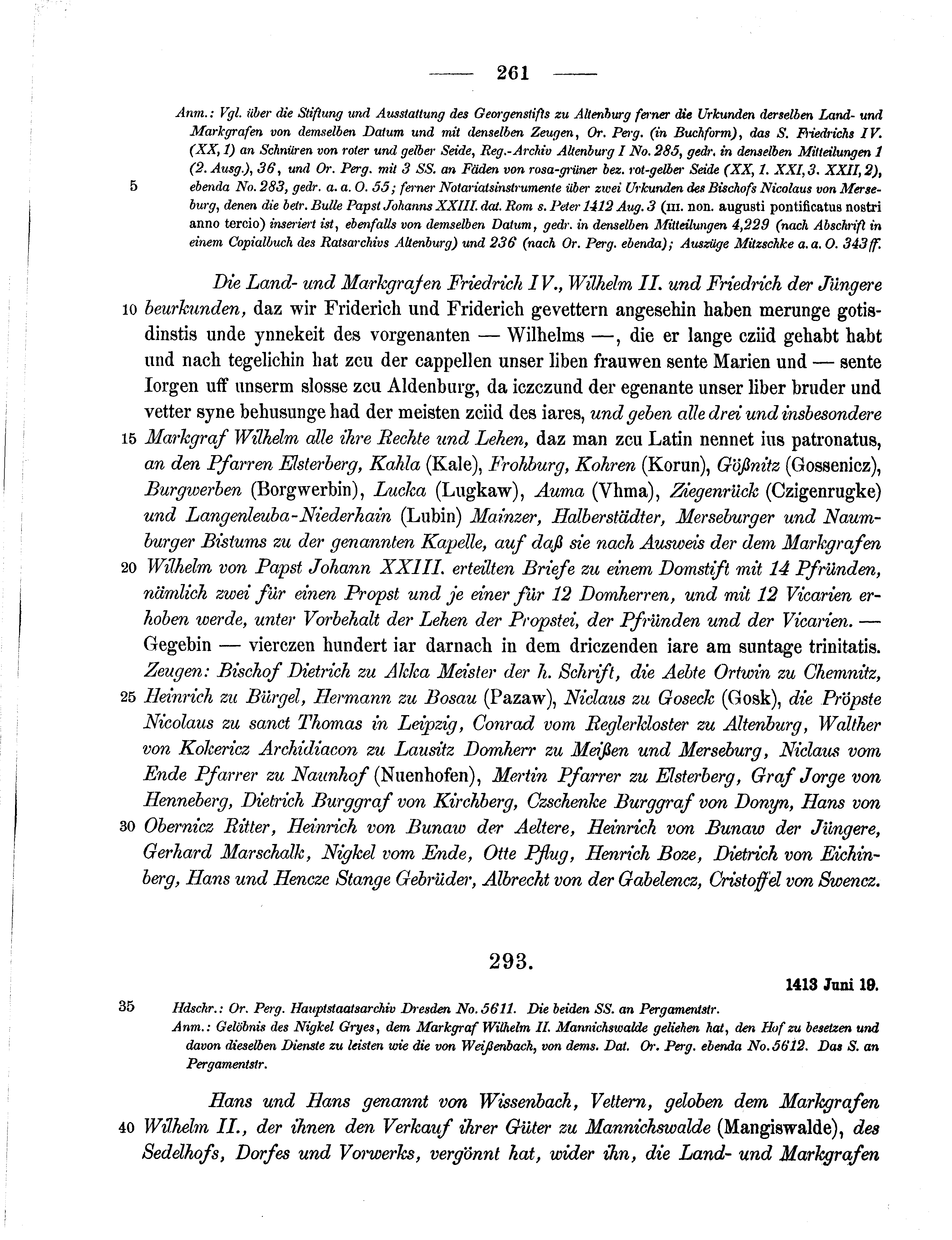 Historische Urkunde Seite 261 aus Band cds1b3