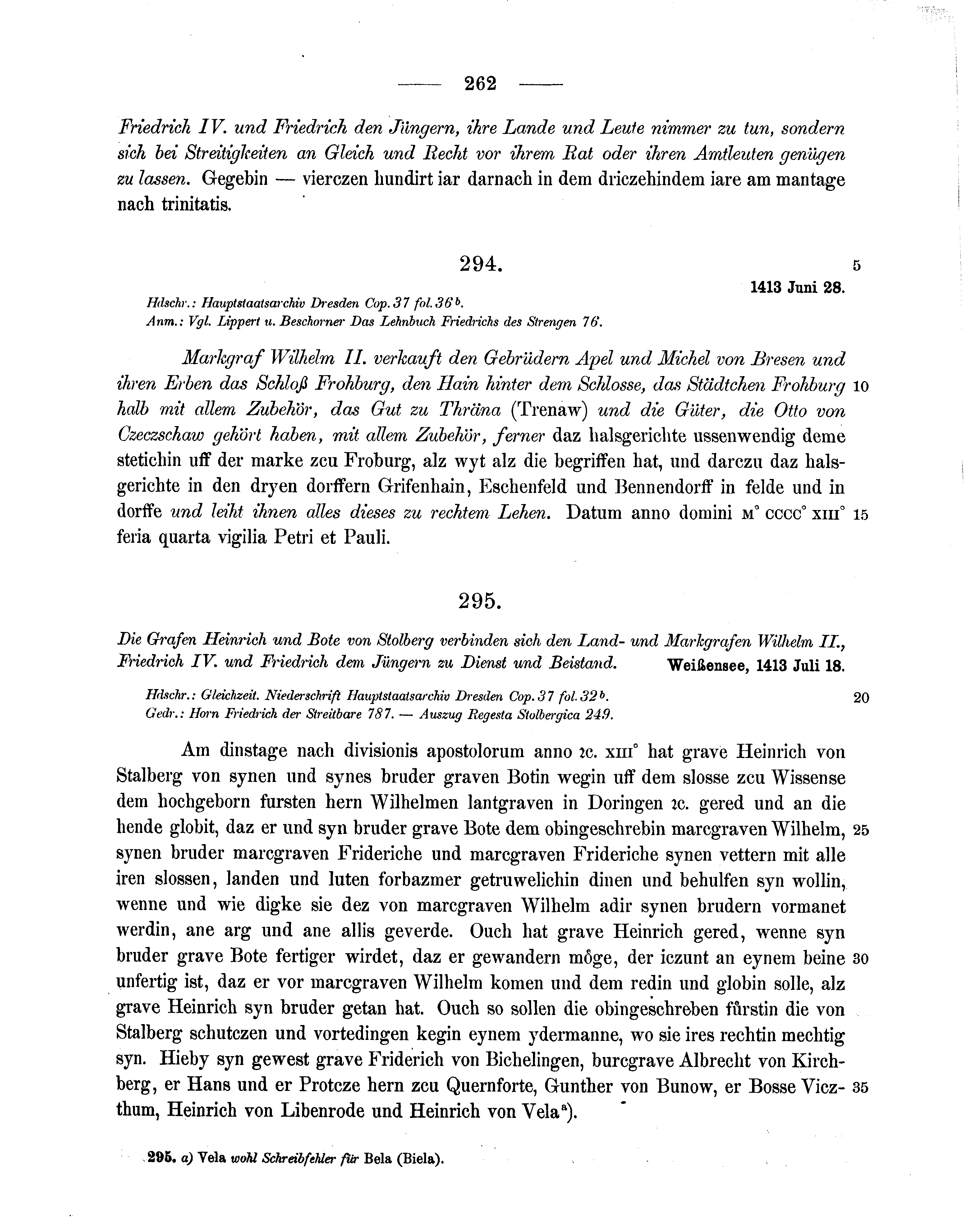 Historische Urkunde Seite 262 aus Band cds1b3