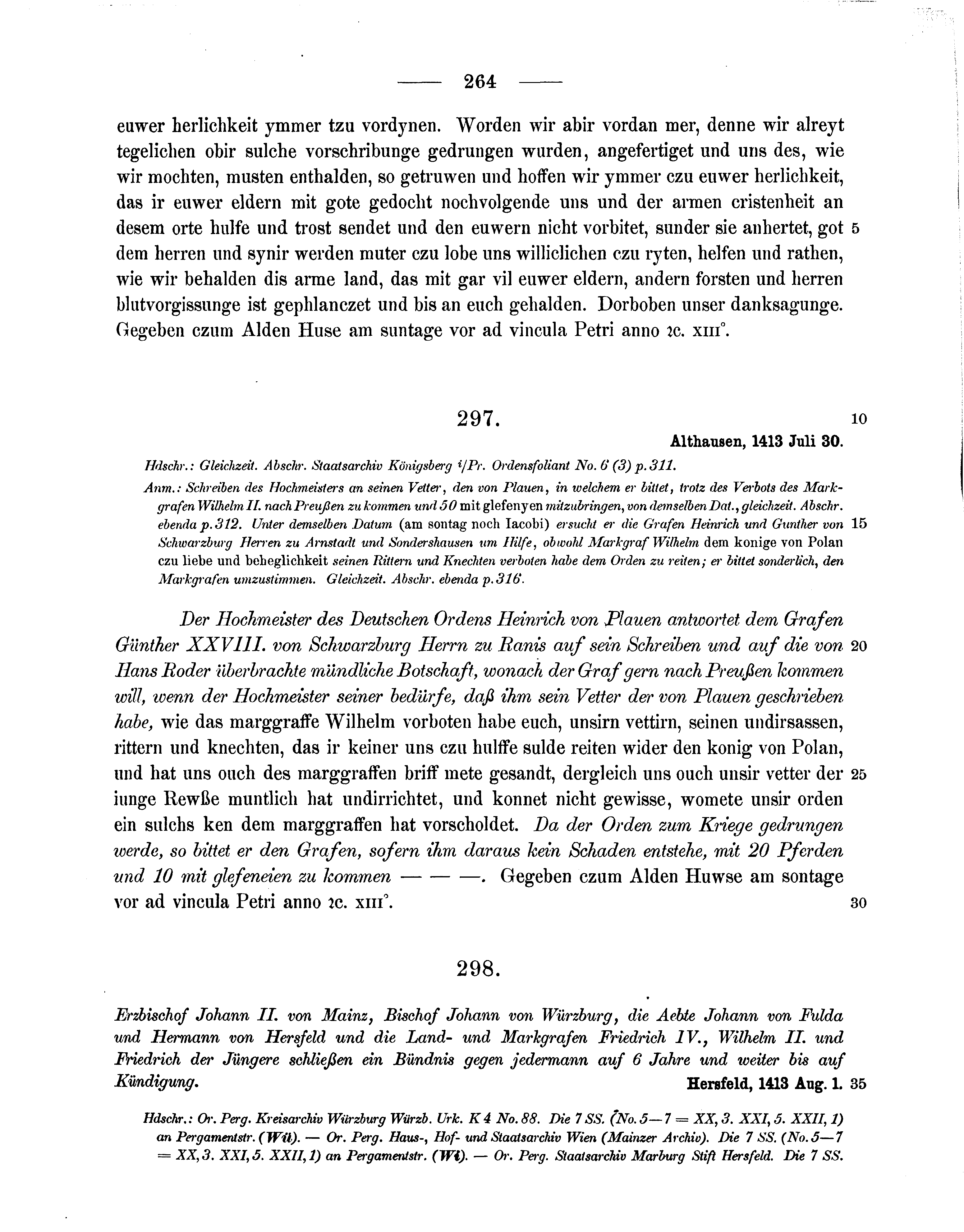 Historische Urkunde Seite 264 aus Band cds1b3