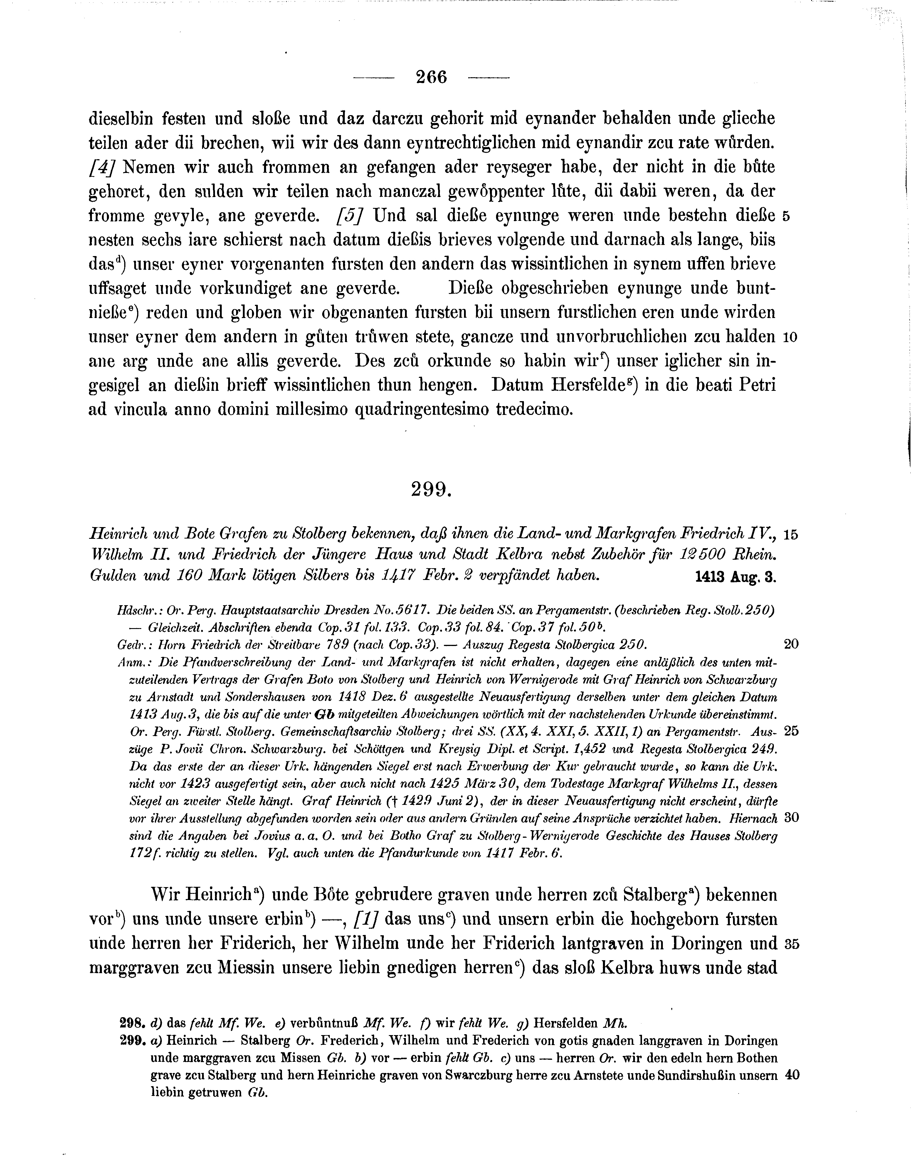 Historische Urkunde Seite 266 aus Band cds1b3