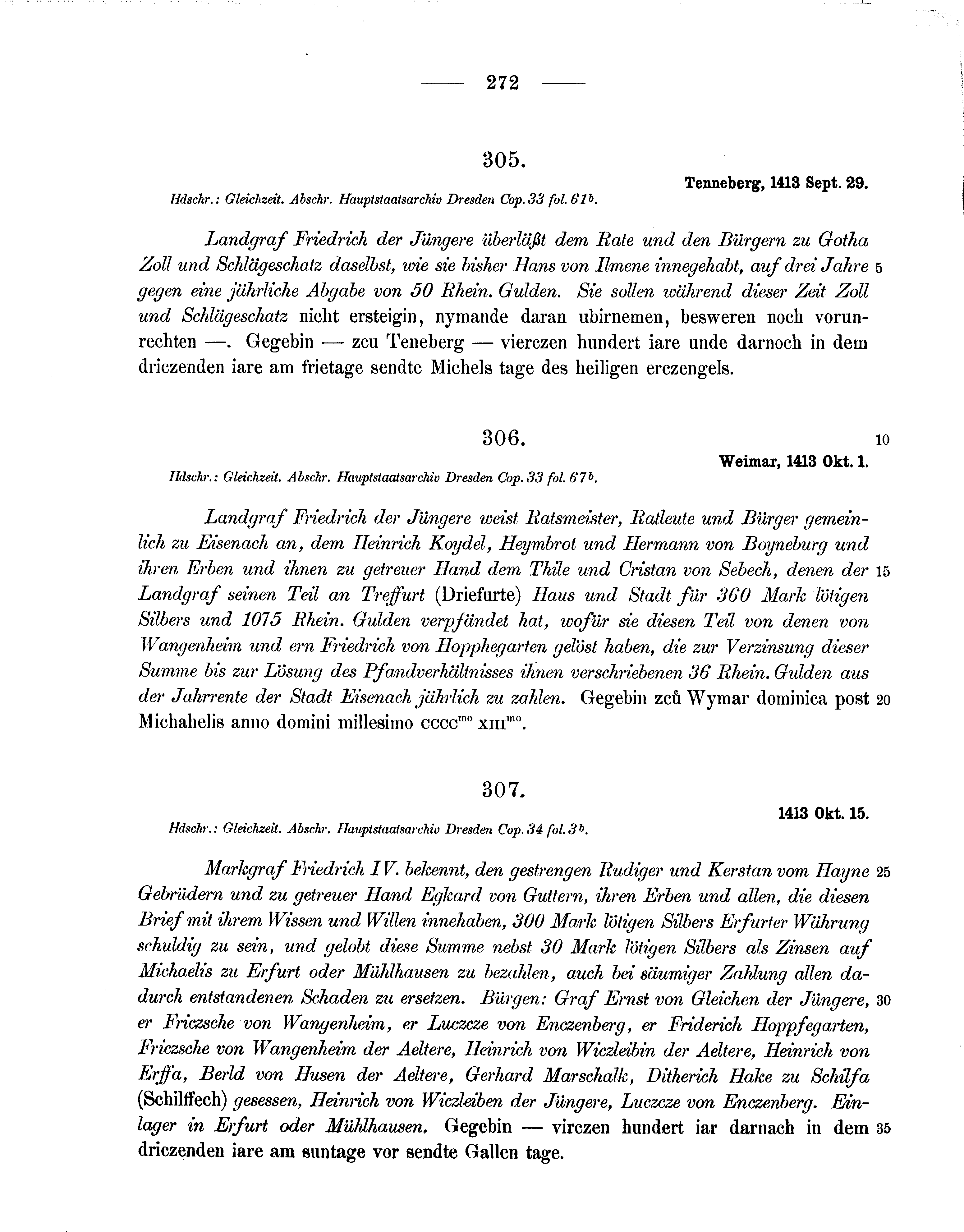 Historische Urkunde Seite 272 aus Band cds1b3