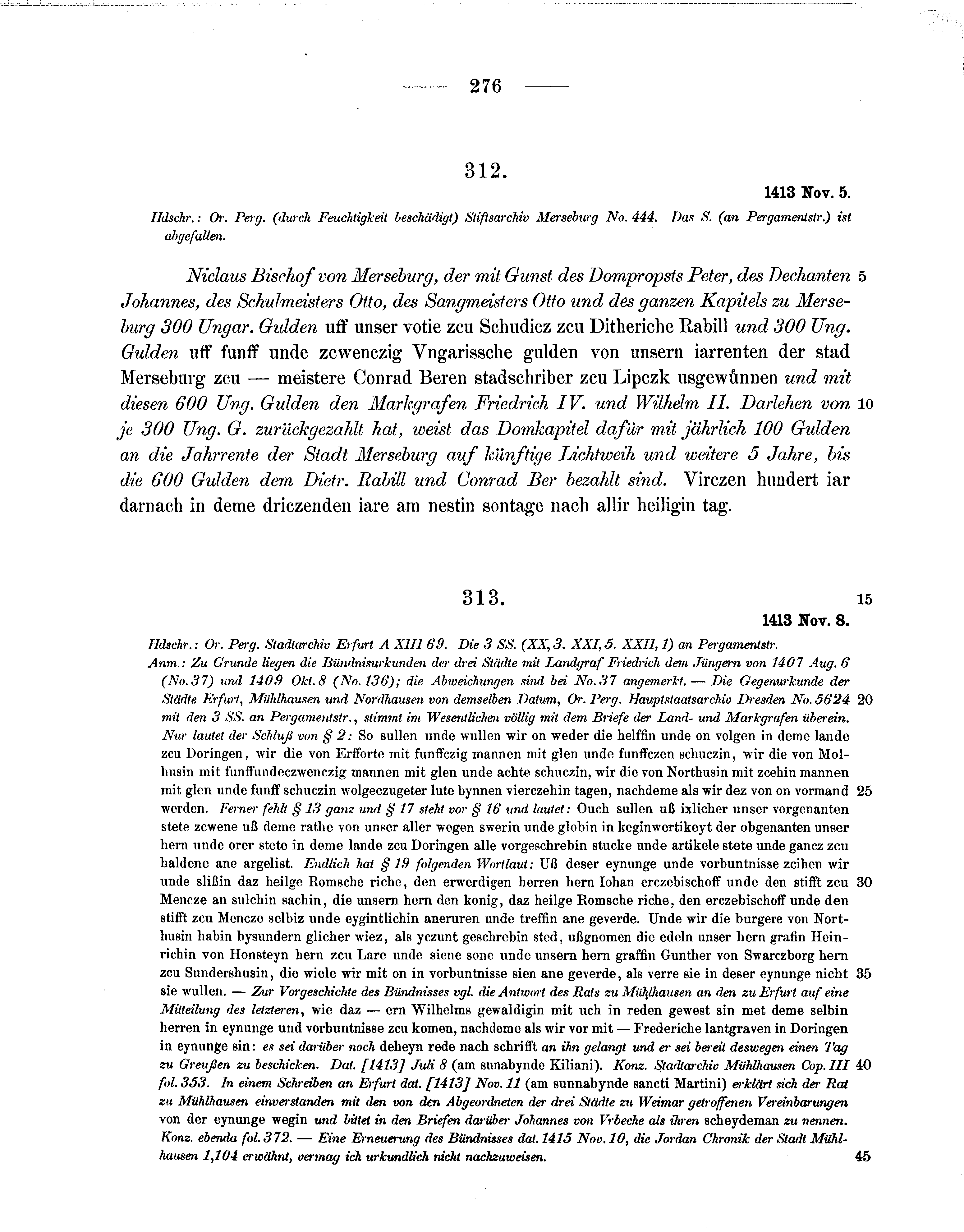 Historische Urkunde Seite 276 aus Band cds1b3