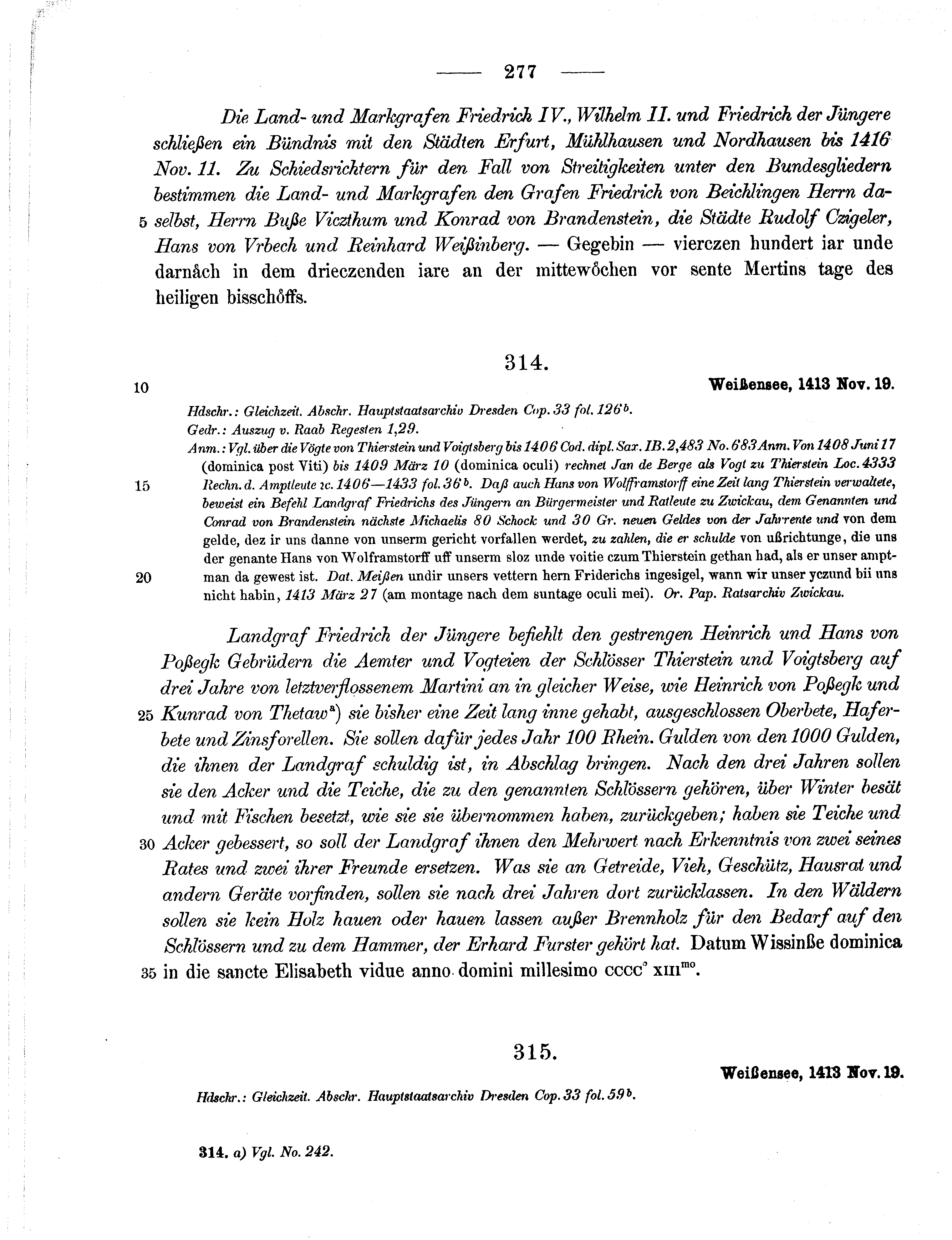 Historische Urkunde Seite 277 aus Band cds1b3