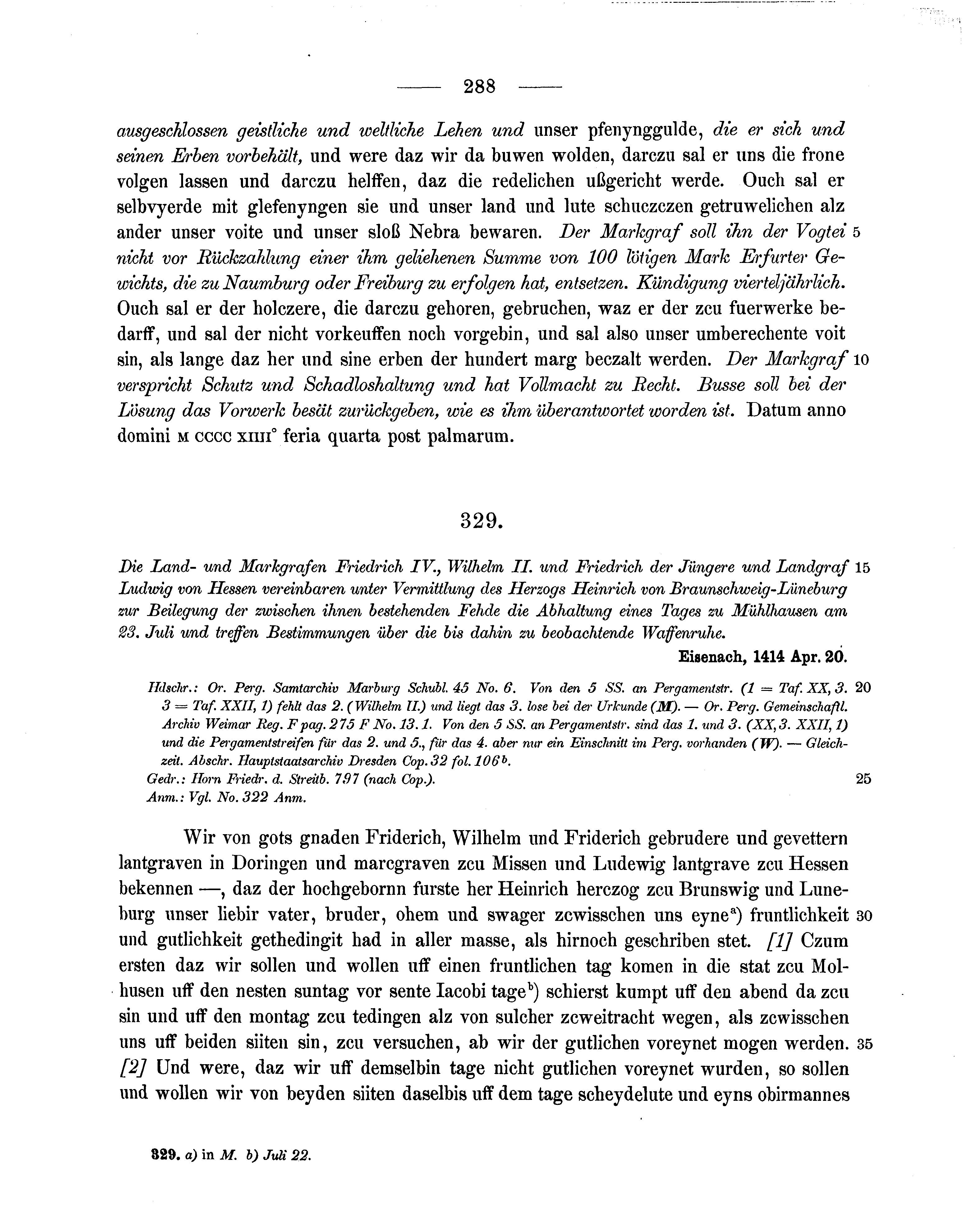 Historische Urkunde Seite 288 aus Band cds1b3
