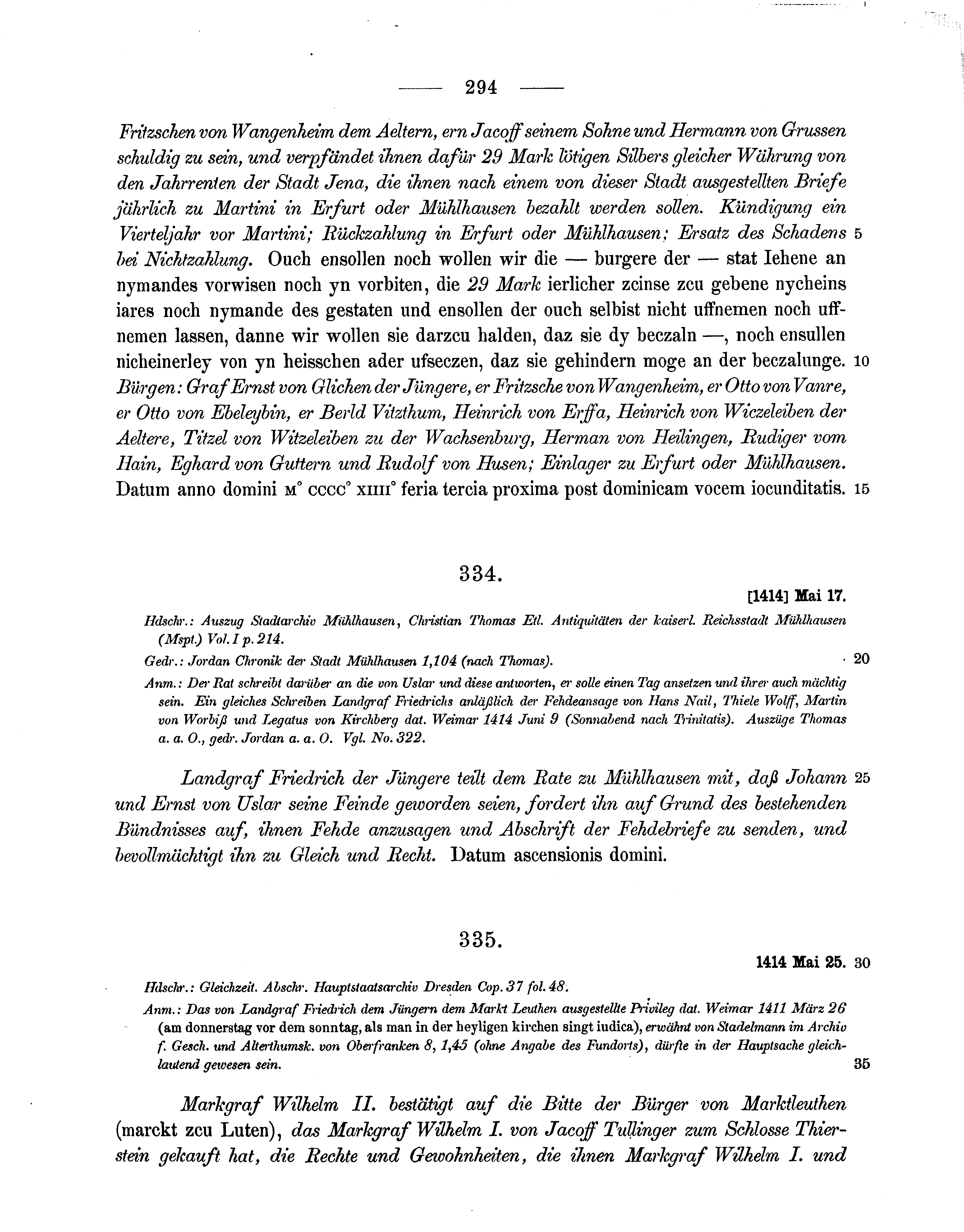Historische Urkunde Seite 294 aus Band cds1b3