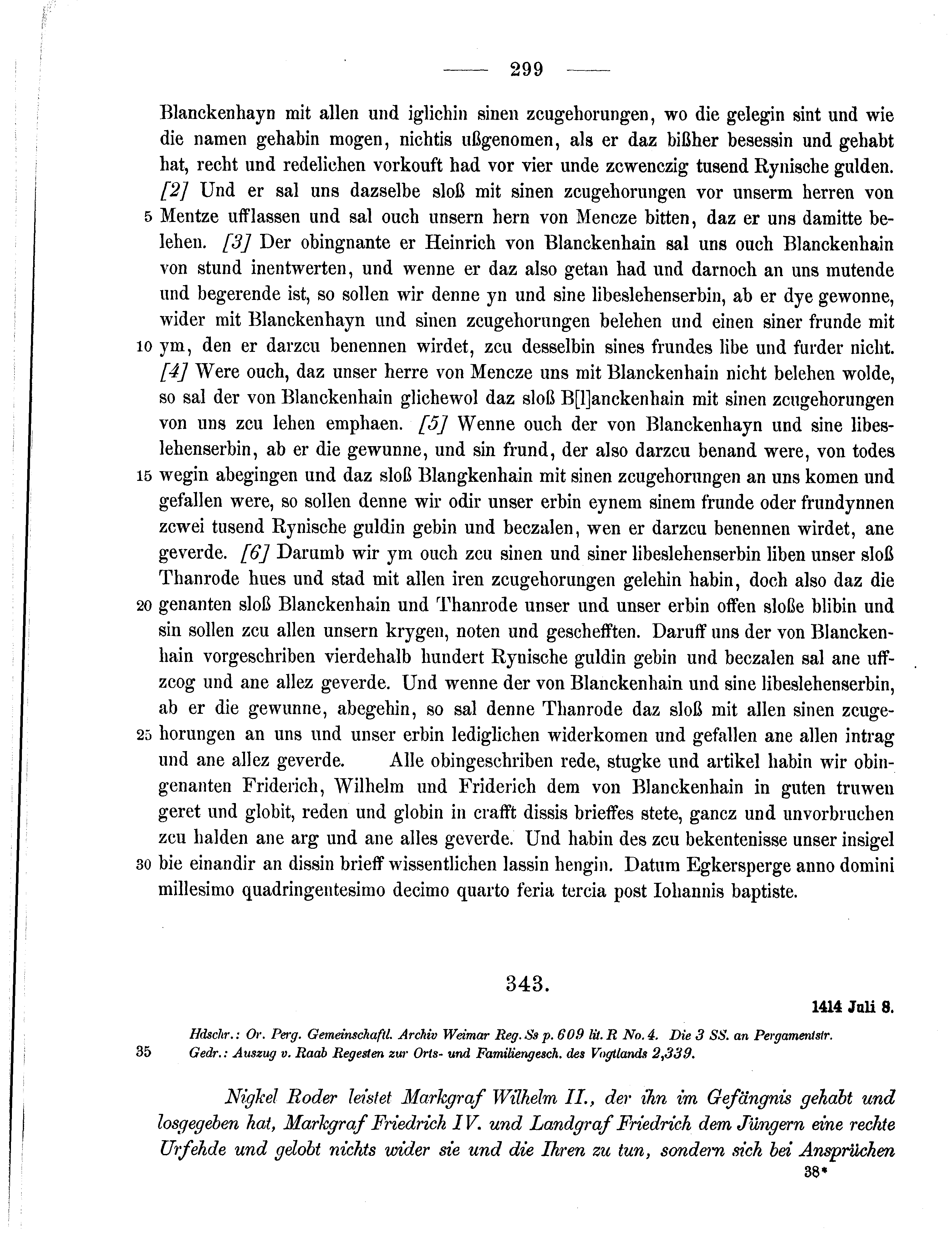 Historische Urkunde Seite 299 aus Band cds1b3
