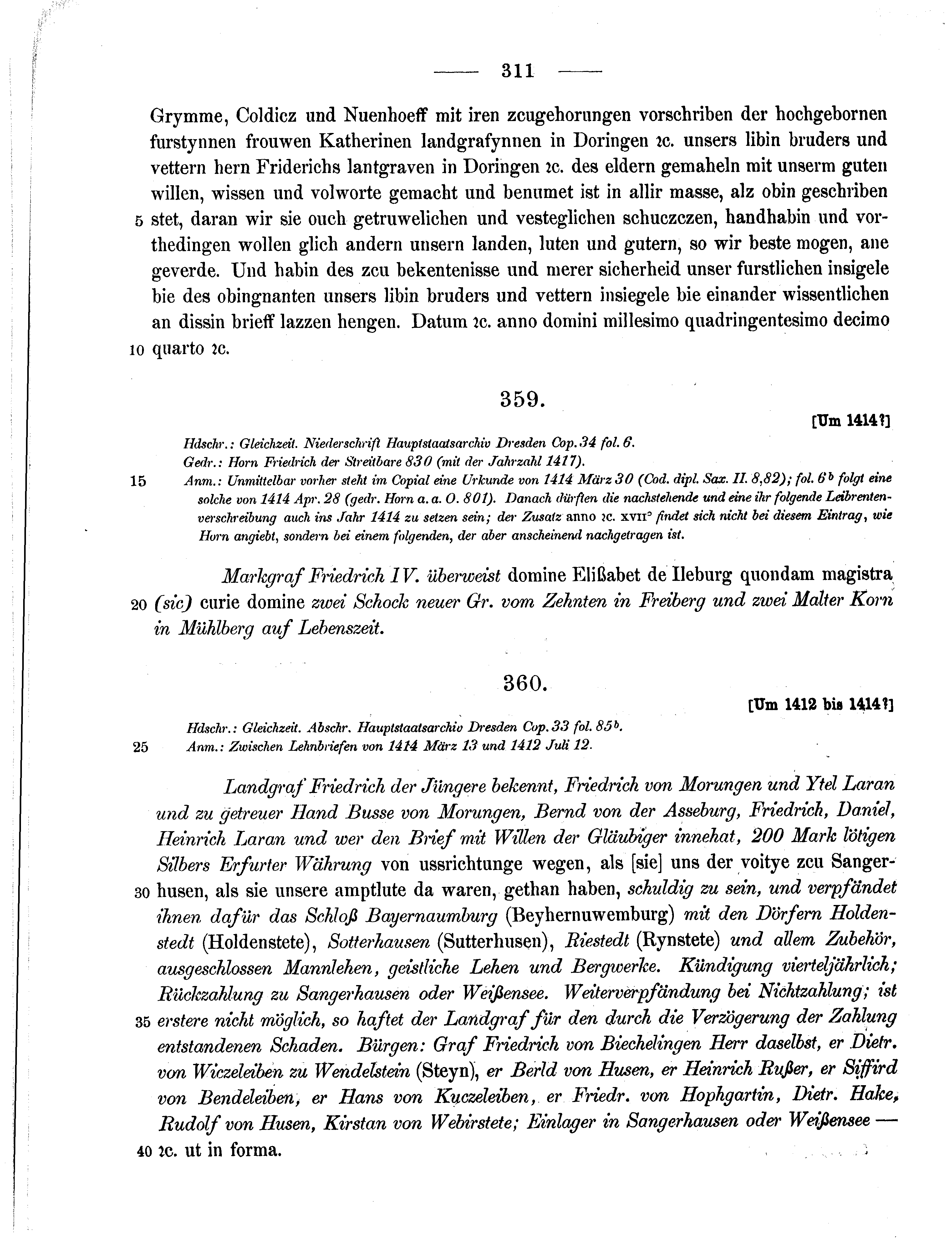 Historische Urkunde Seite 311 aus Band cds1b3