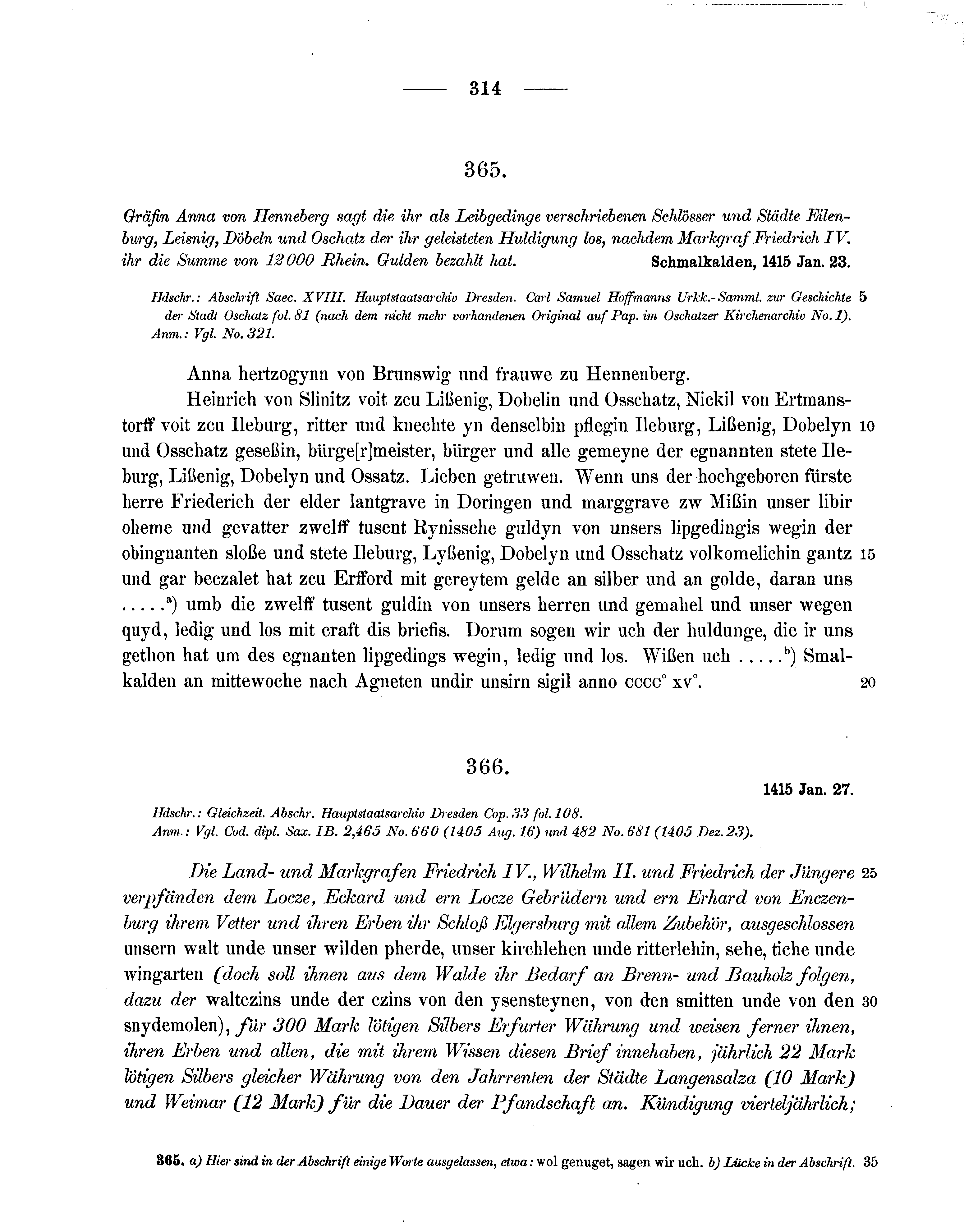 Historische Urkunde Seite 314 aus Band cds1b3