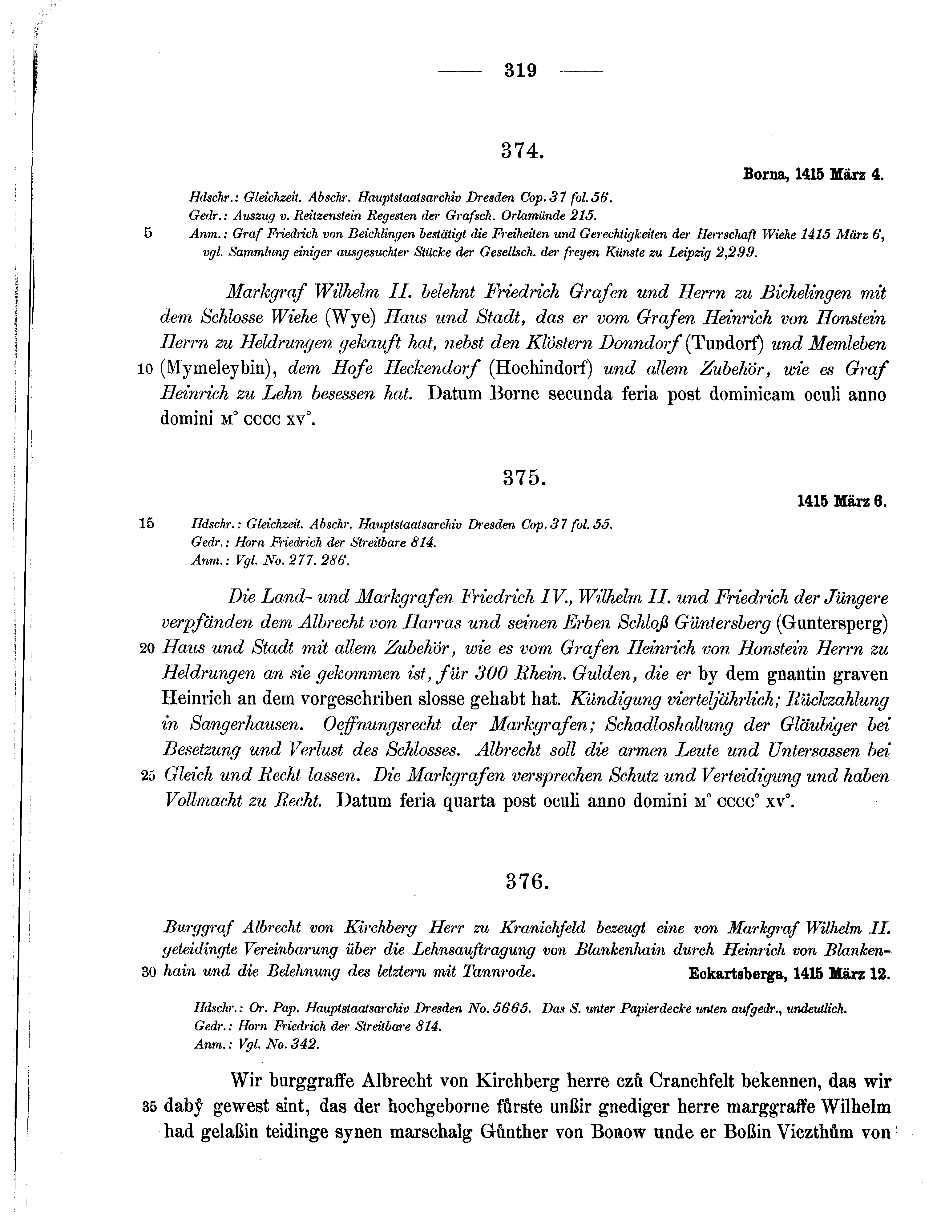 Historische Urkunde Seite 319 aus Band cds1b3