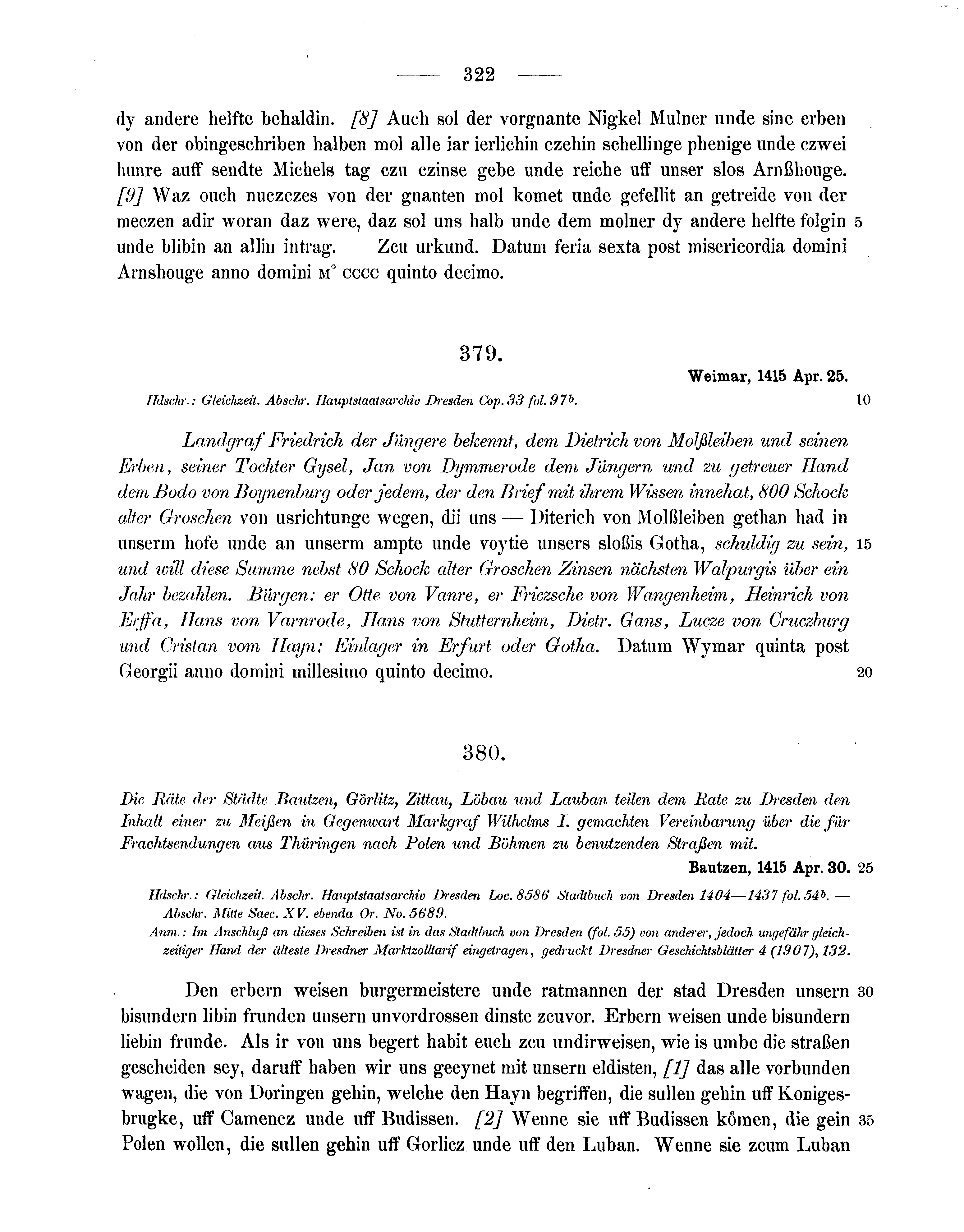 Historische Urkunde Seite 322 aus Band cds1b3