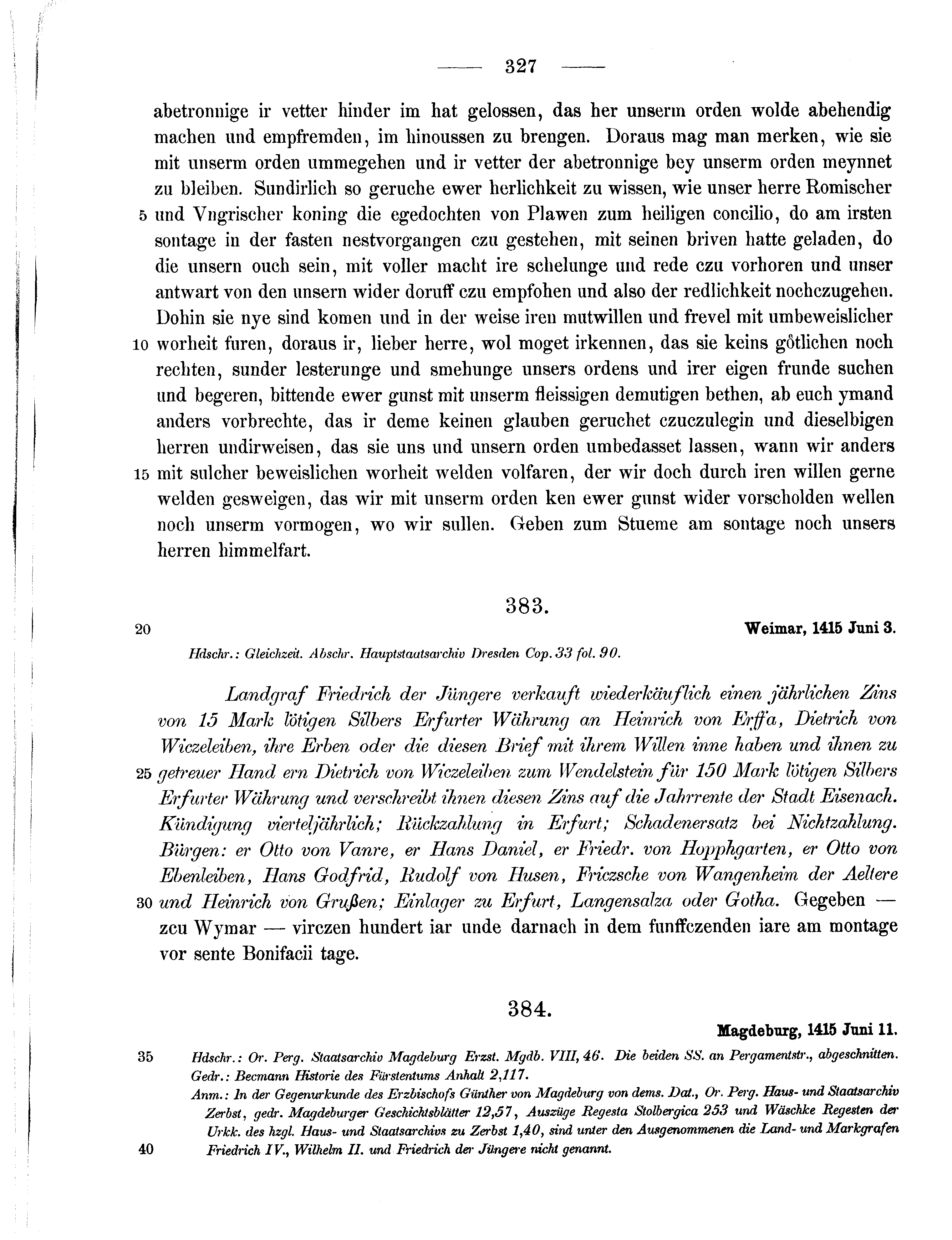 Historische Urkunde Seite 327 aus Band cds1b3