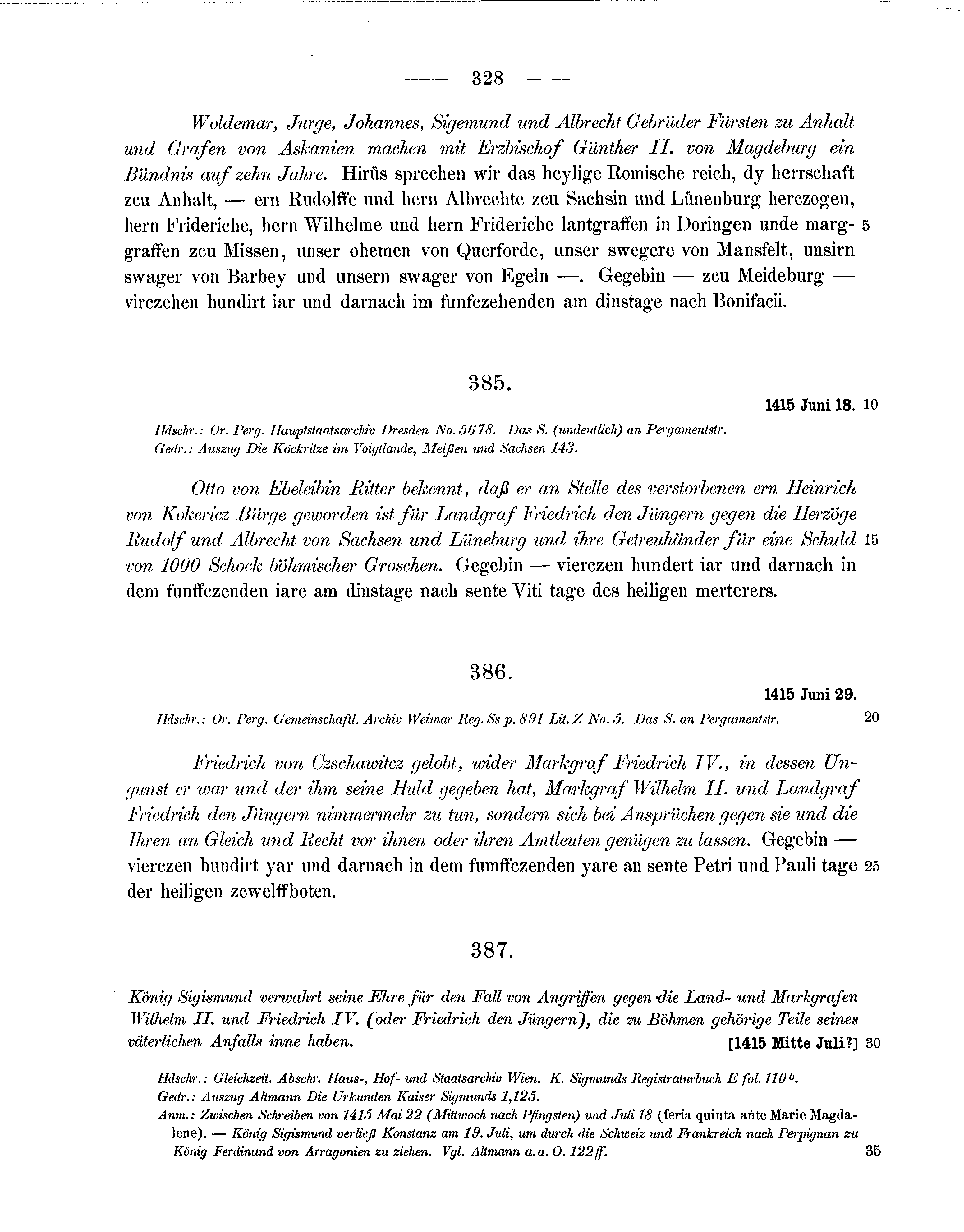 Historische Urkunde Seite 328 aus Band cds1b3