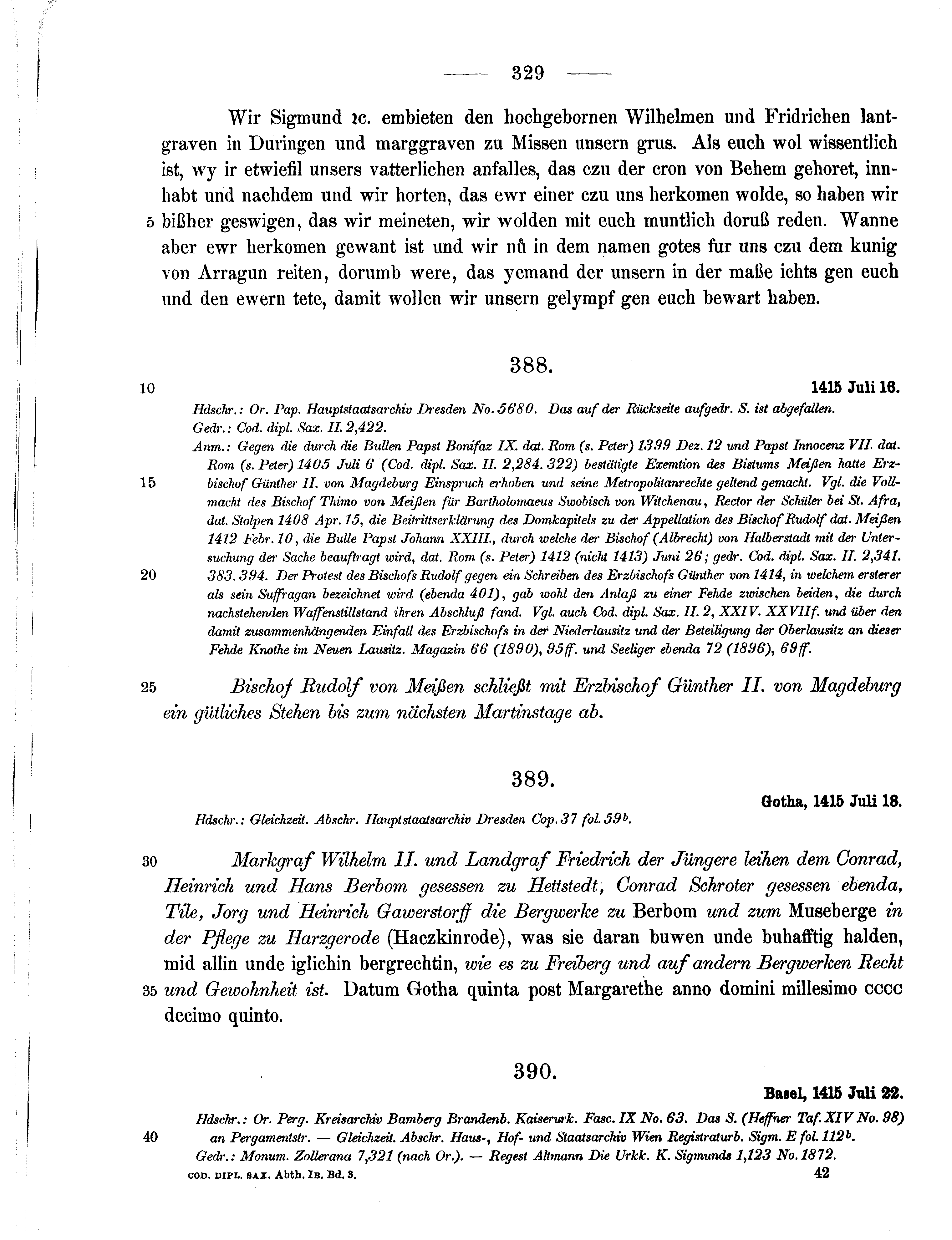 Historische Urkunde Seite 329 aus Band cds1b3