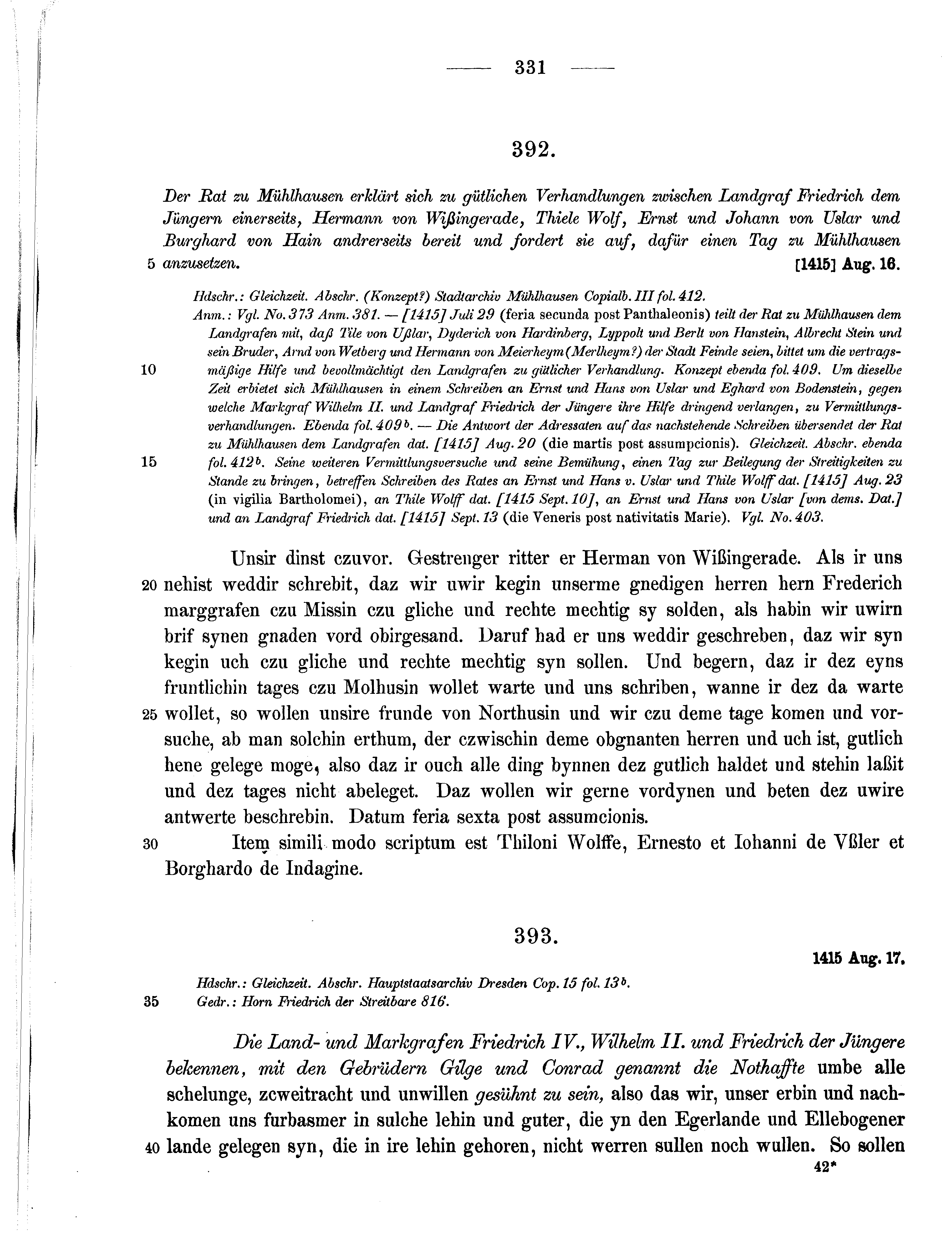 Historische Urkunde Seite 331 aus Band cds1b3