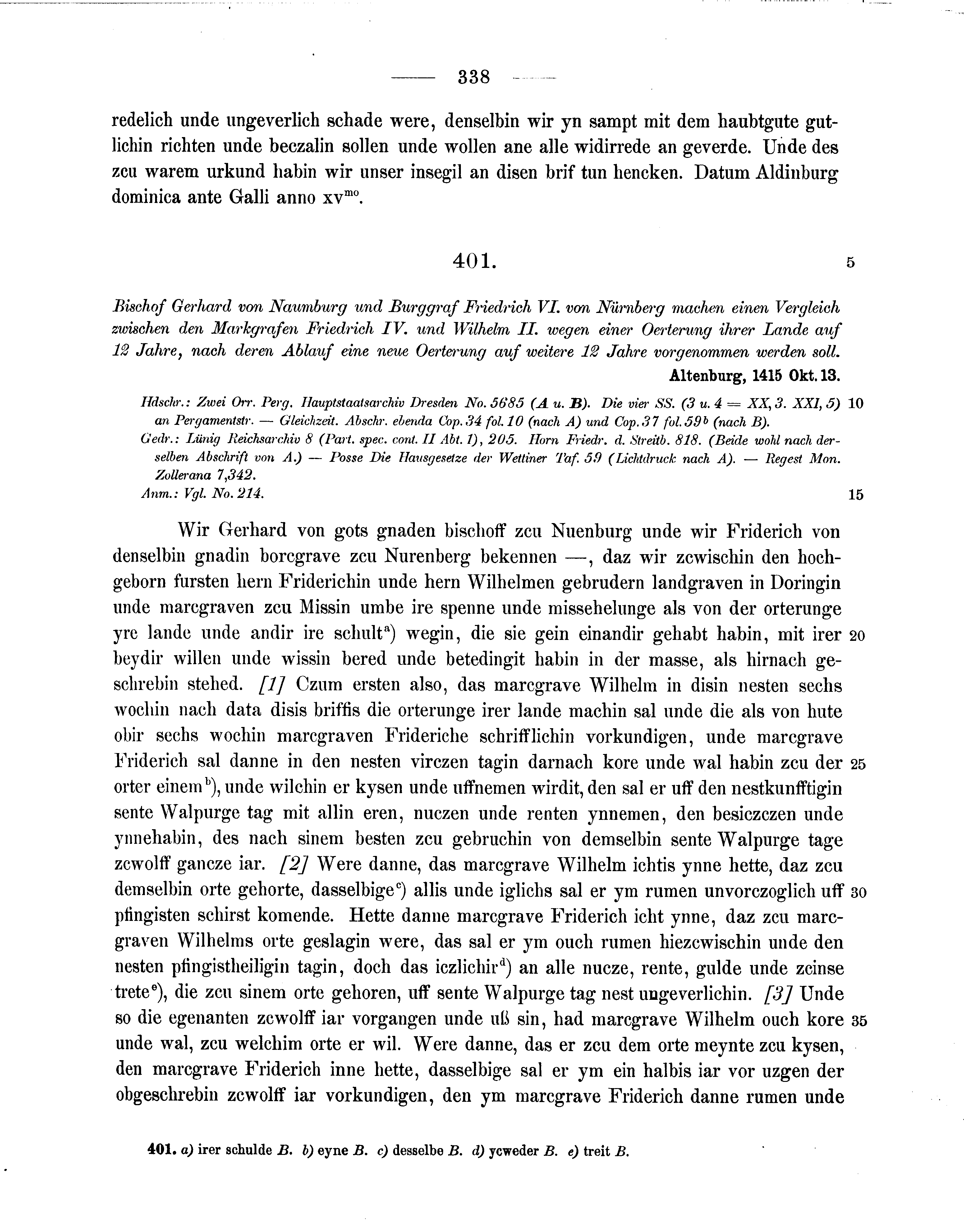 Historische Urkunde Seite 338 aus Band cds1b3