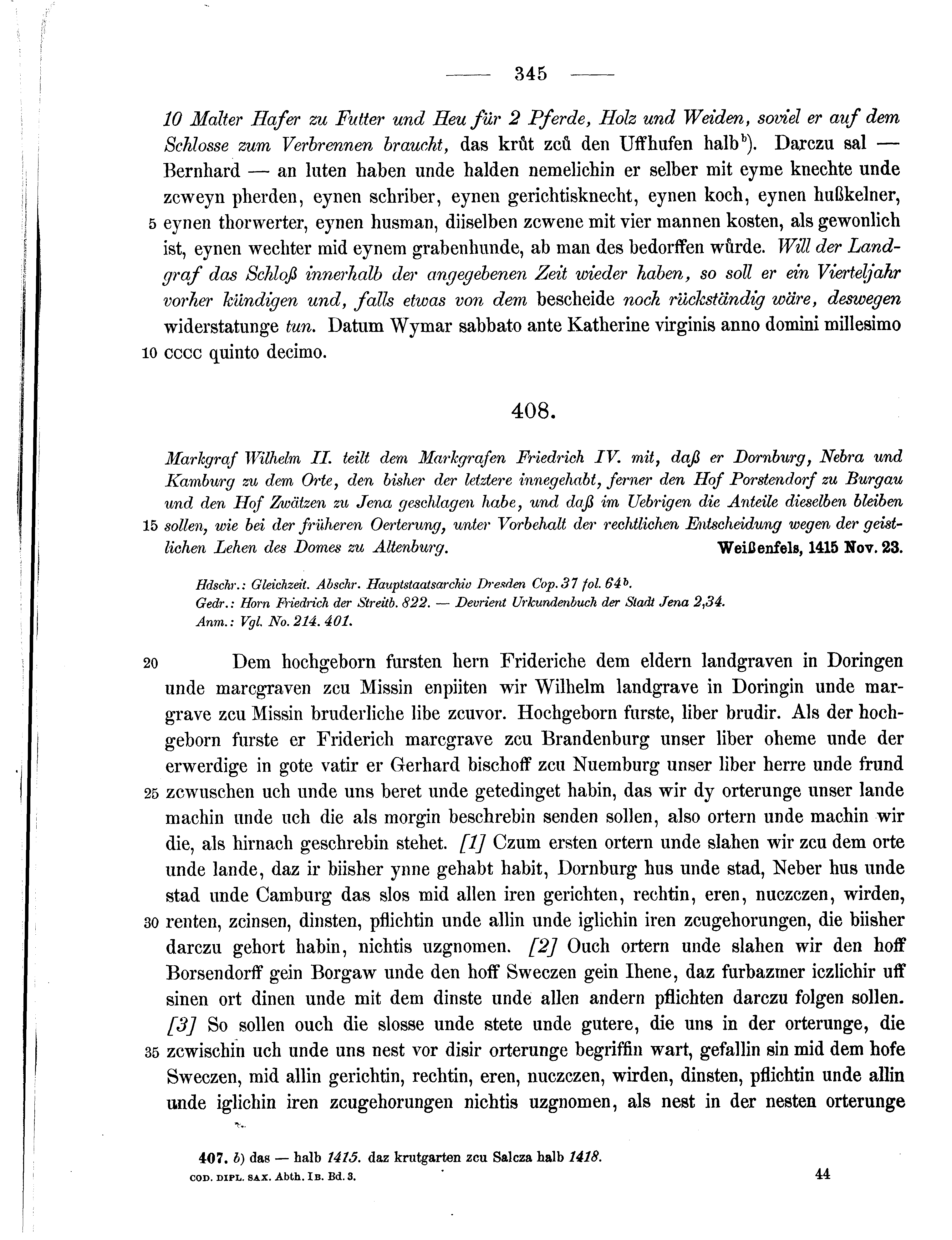 Historische Urkunde Seite 345 aus Band cds1b3