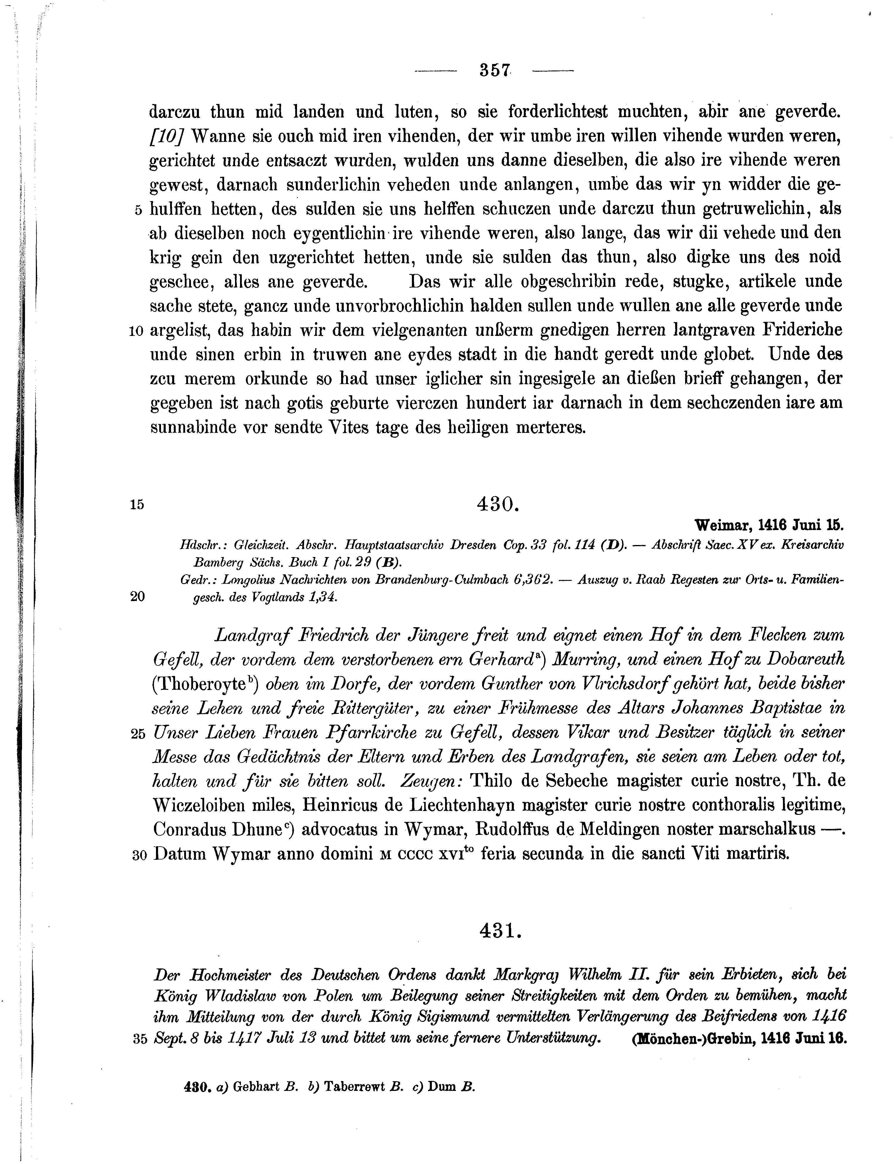 Historische Urkunde Seite 357 aus Band cds1b3