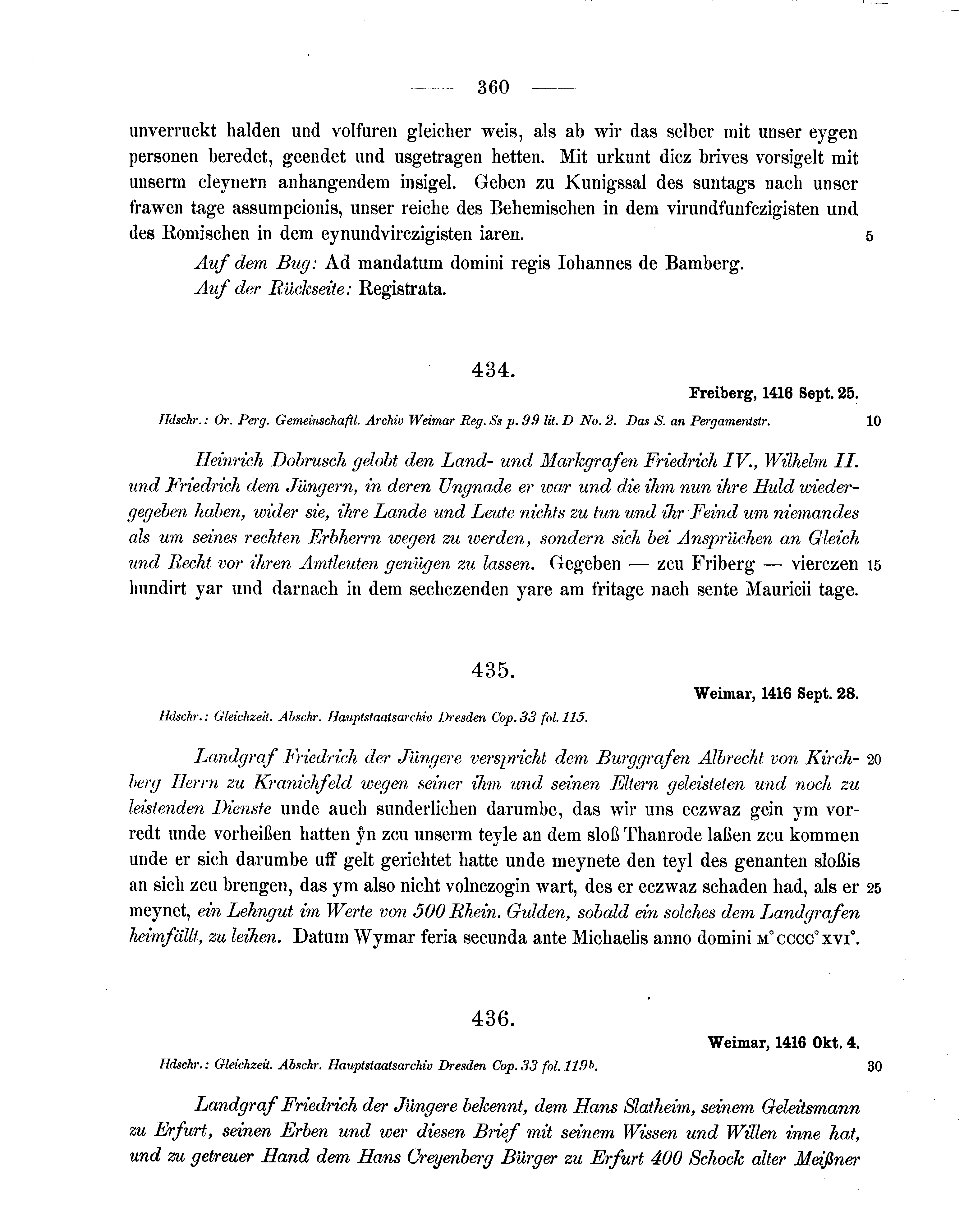 Historische Urkunde Seite 360 aus Band cds1b3
