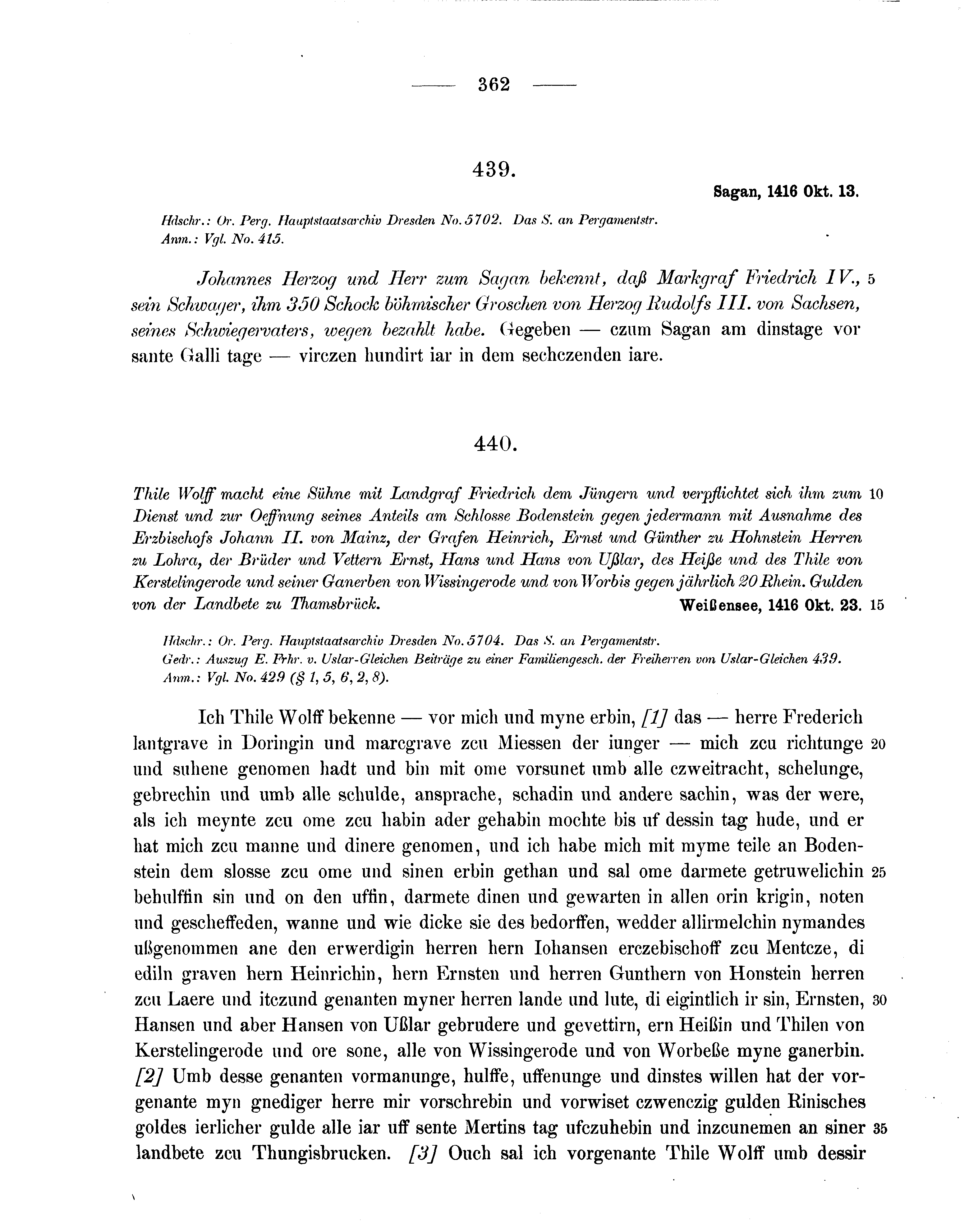 Historische Urkunde Seite 362 aus Band cds1b3