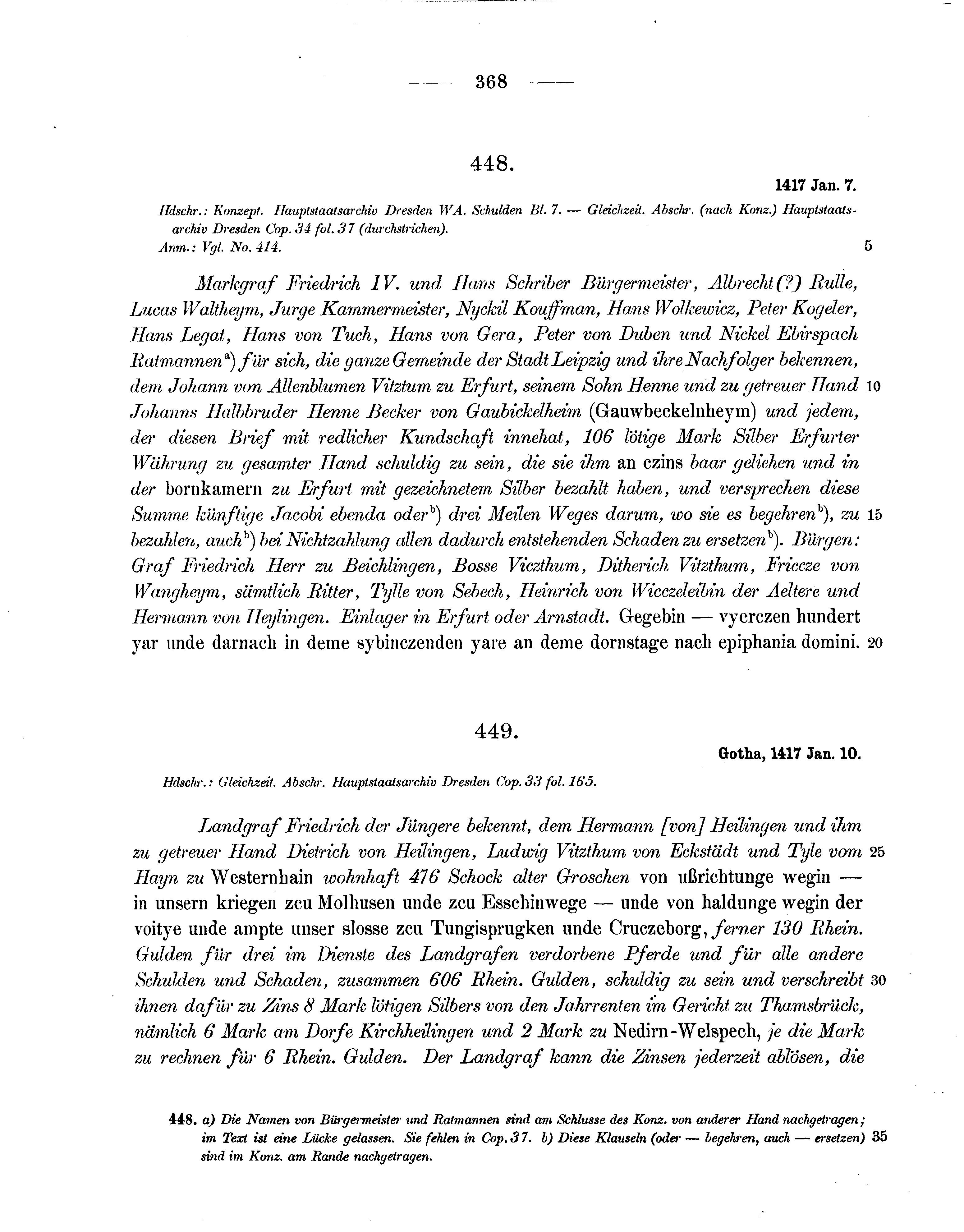 Historische Urkunde Seite 368 aus Band cds1b3