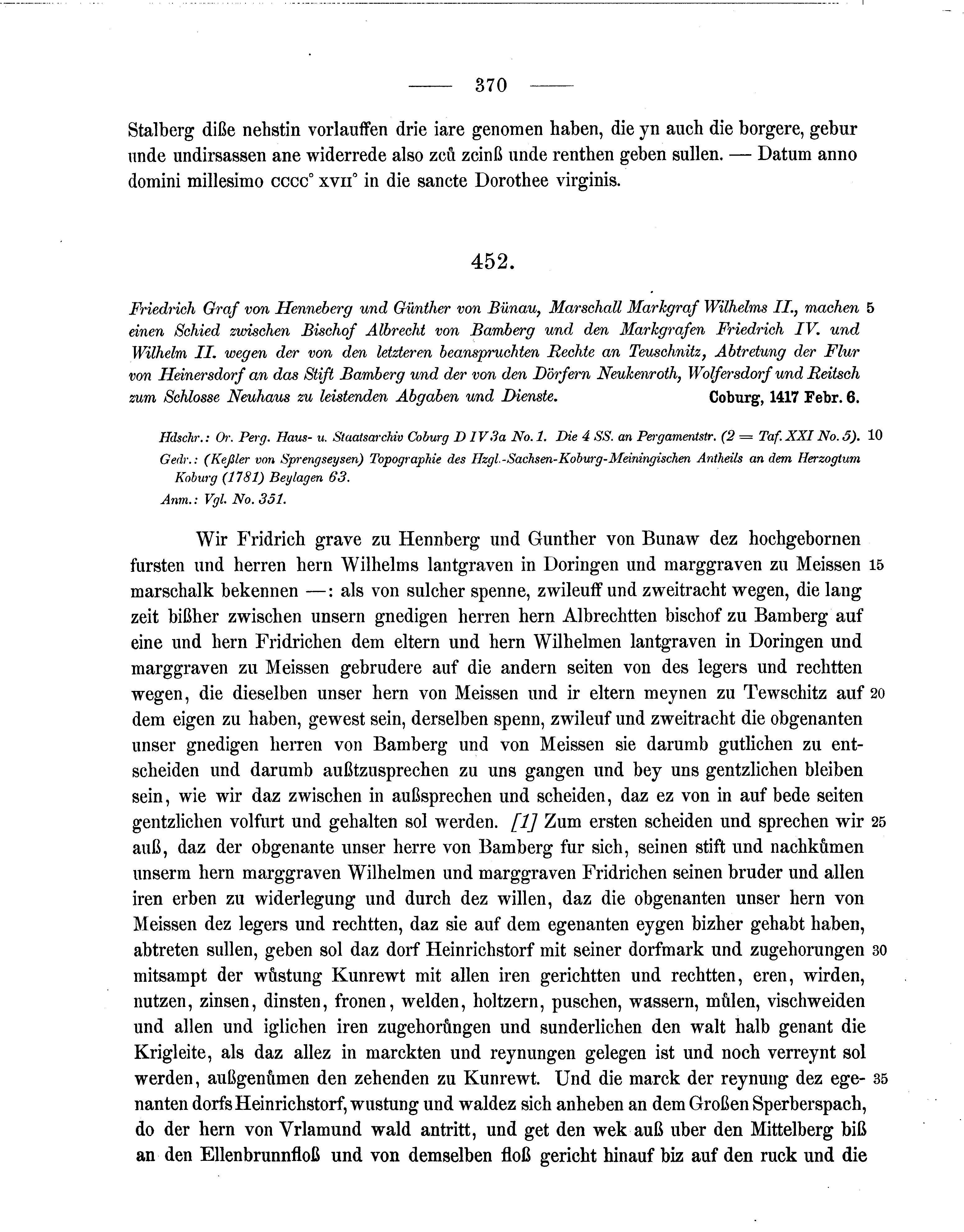 Historische Urkunde Seite 370 aus Band cds1b3