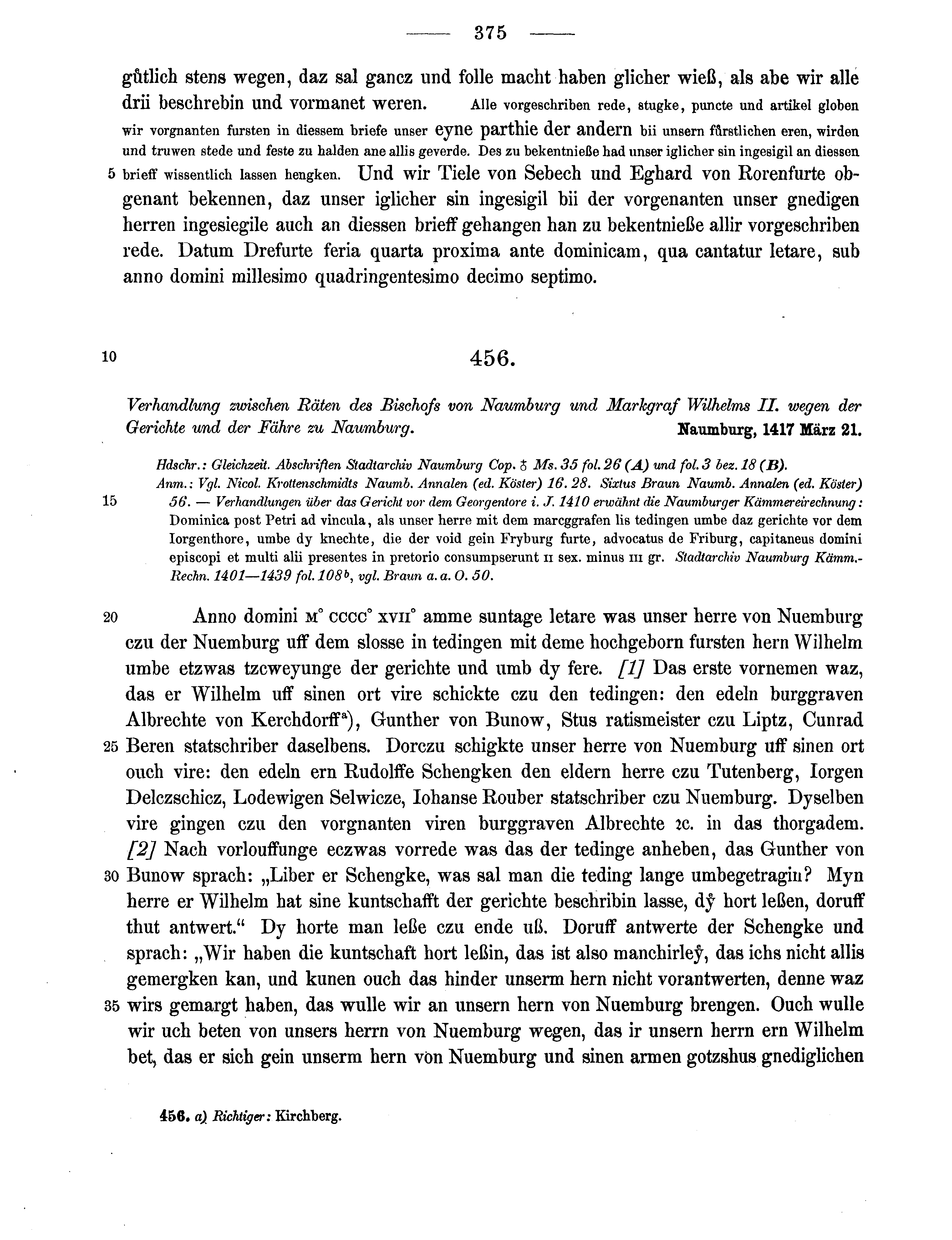 Historische Urkunde Seite 375 aus Band cds1b3