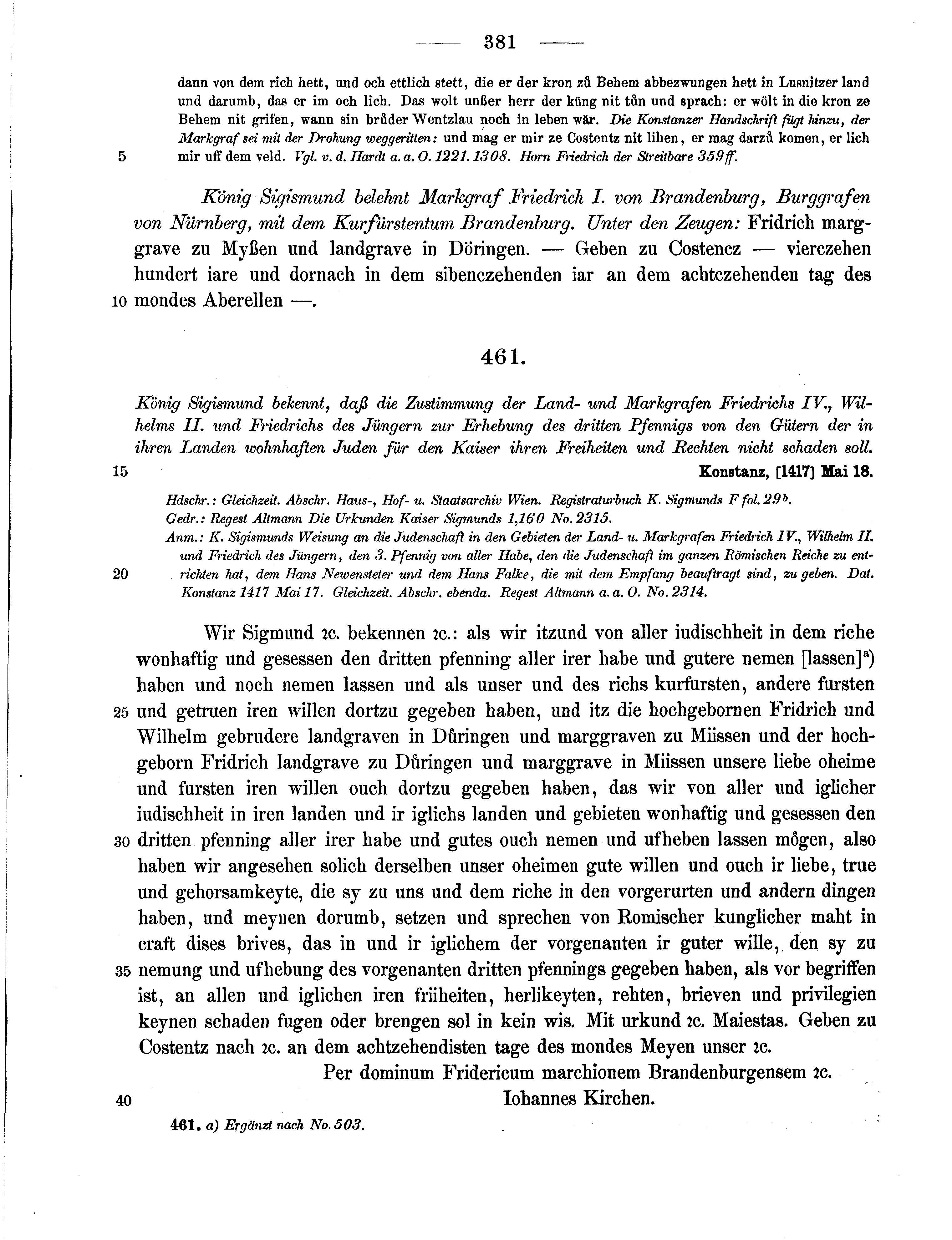 Historische Urkunde Seite 381 aus Band cds1b3